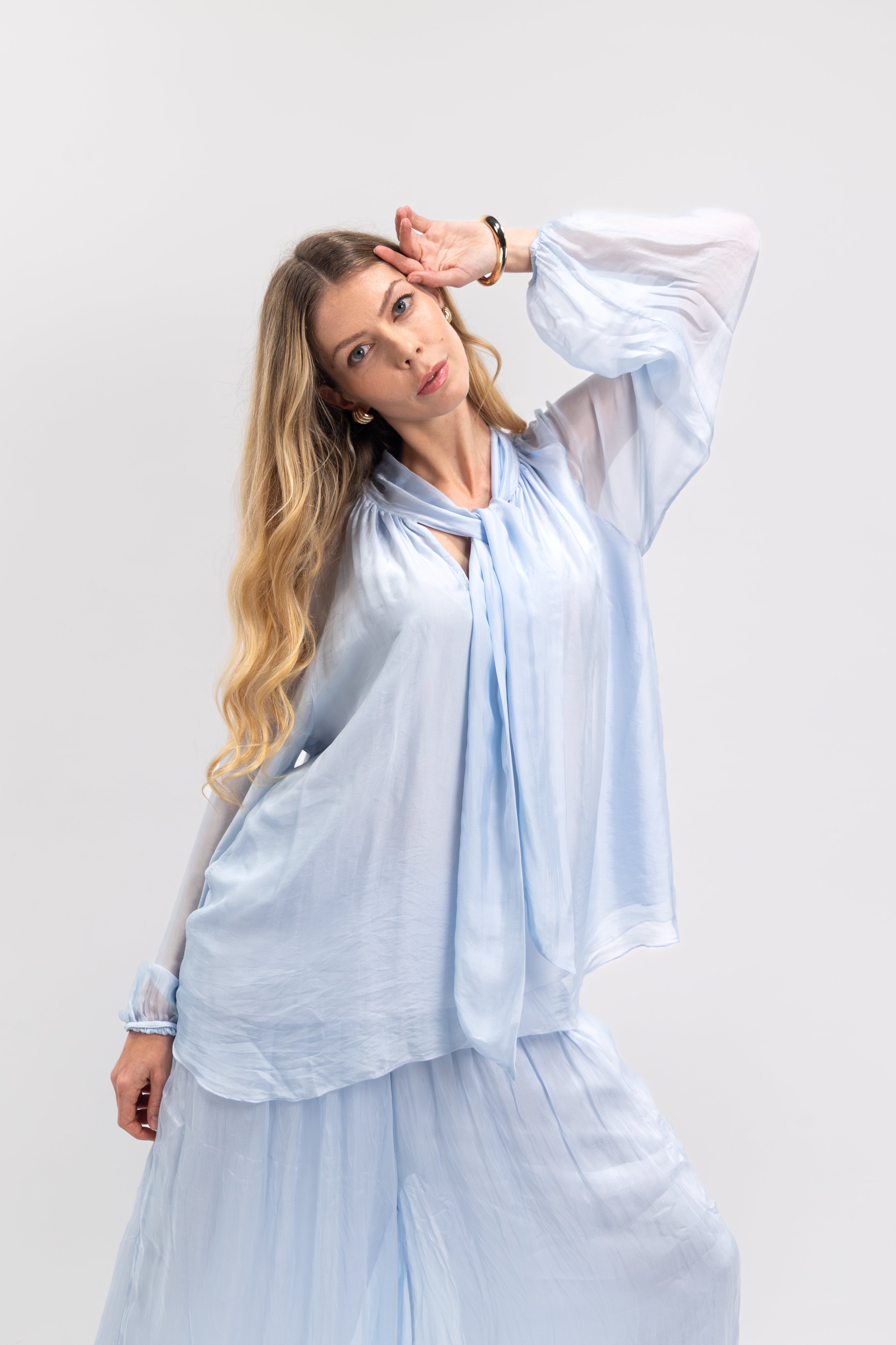 Blouse col lavallière soie