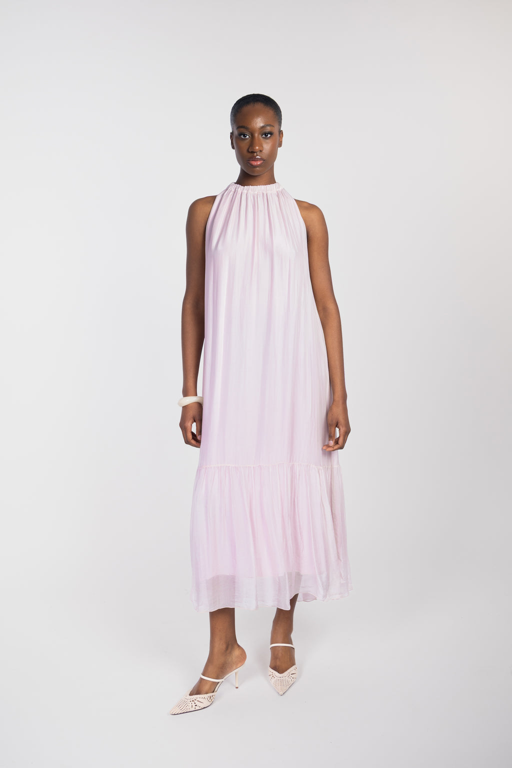 Robe longue col montant