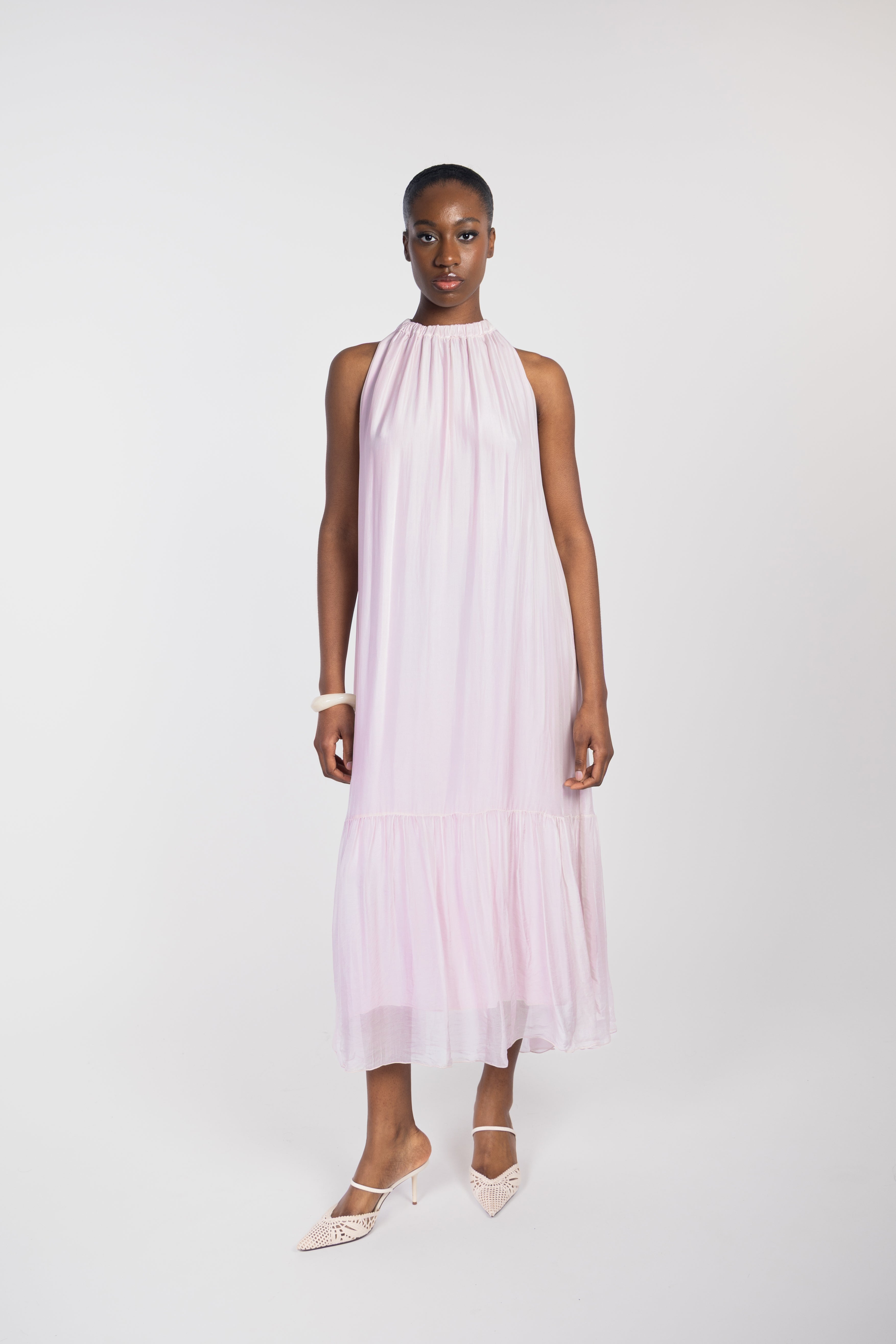 Robe longue col montant