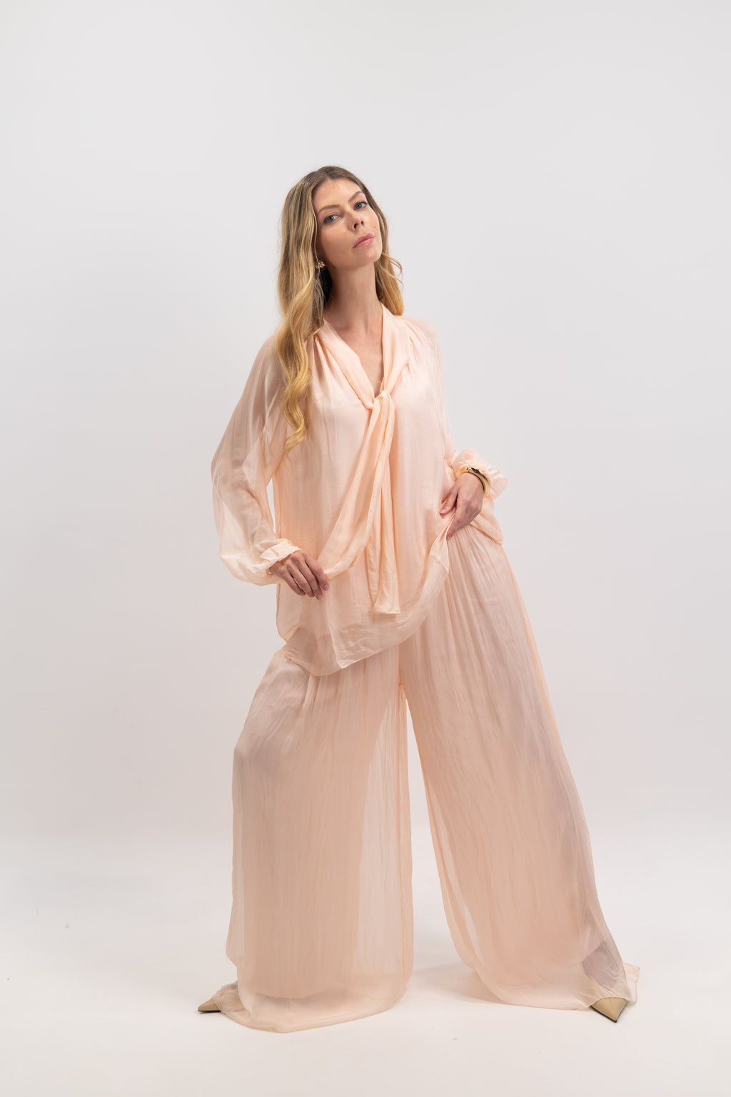 Blouse col lavallière soie