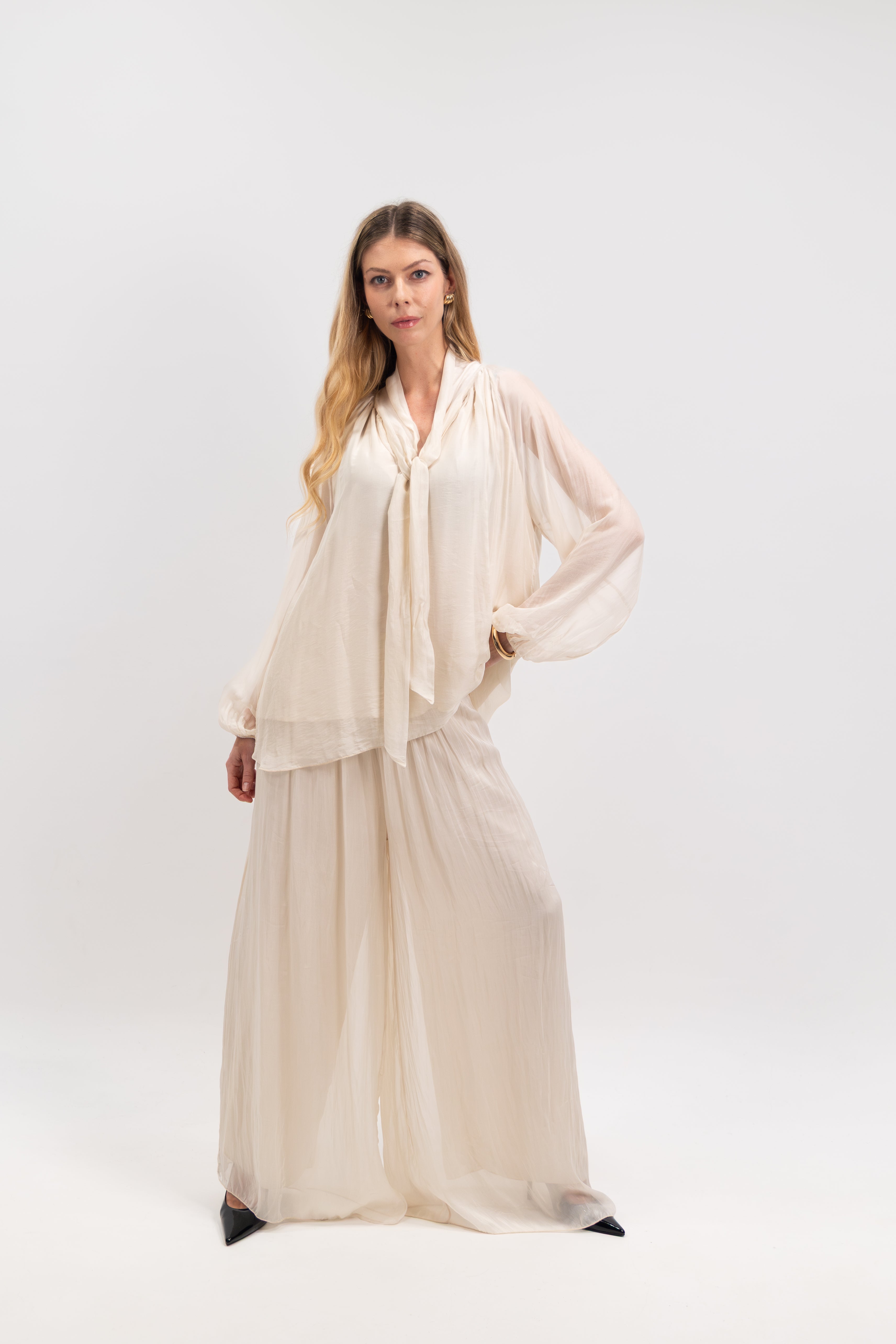 Blouse col lavallière soie