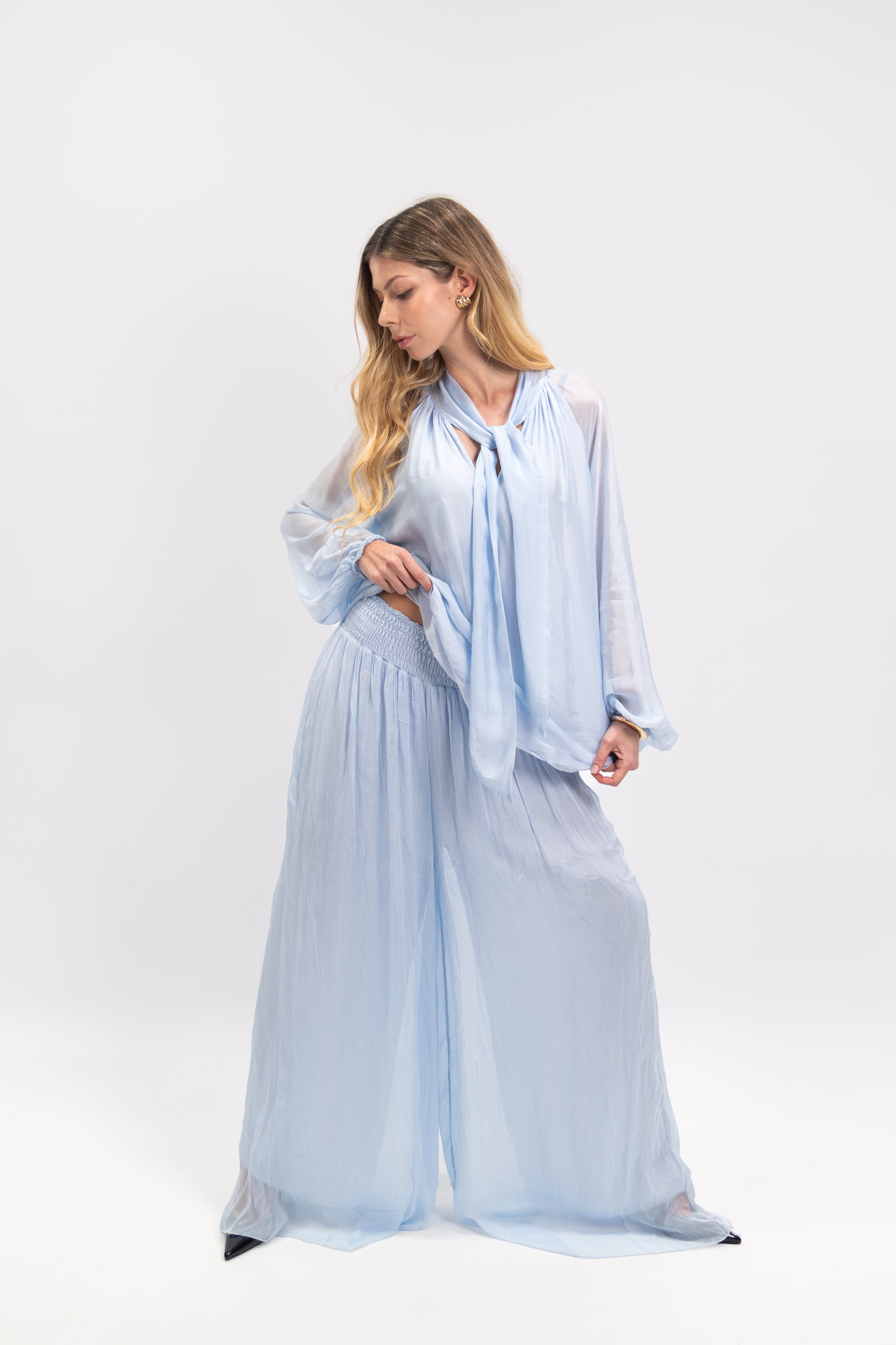 Blouse col lavallière soie