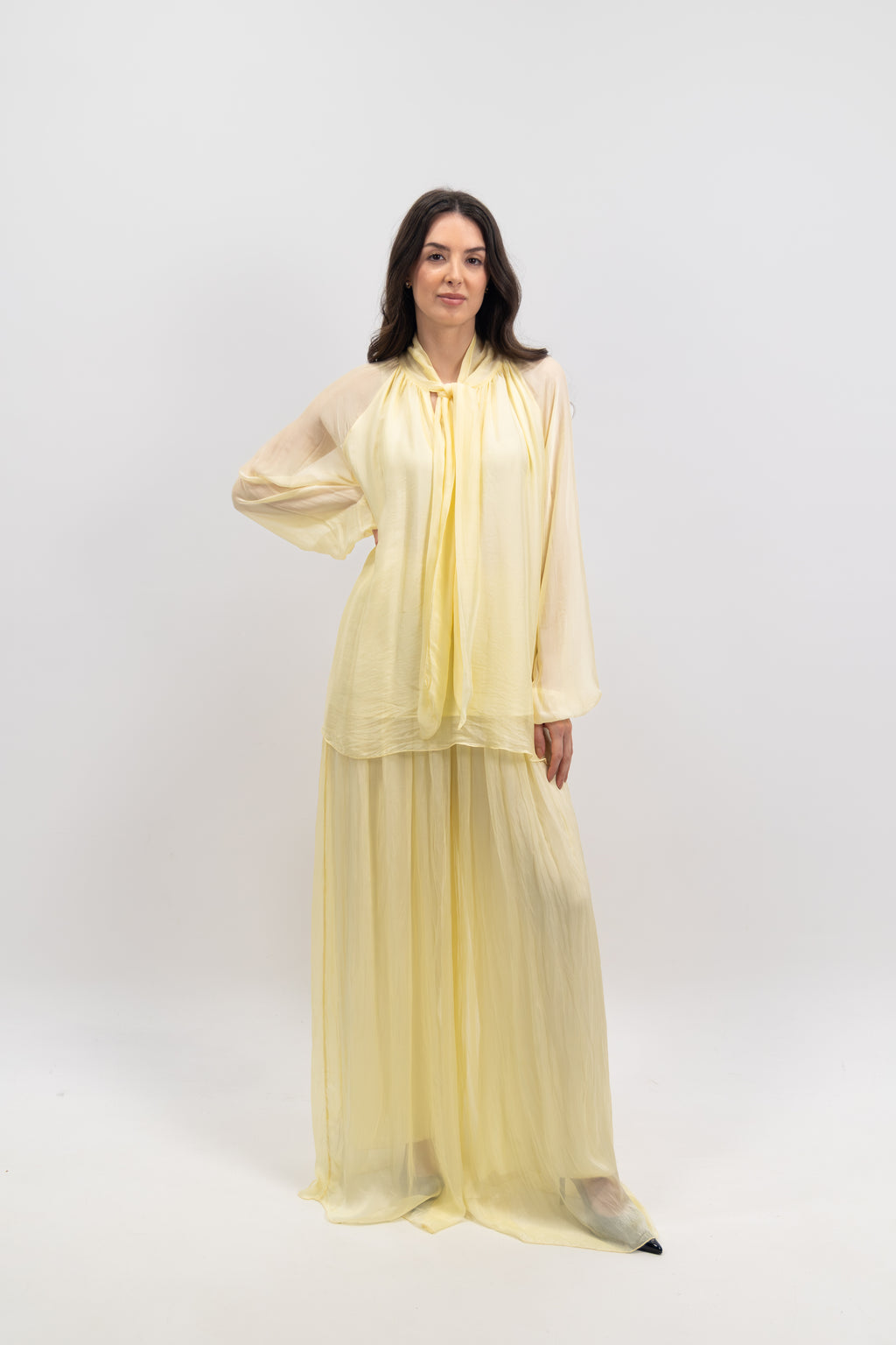 Blouse col lavallière soie