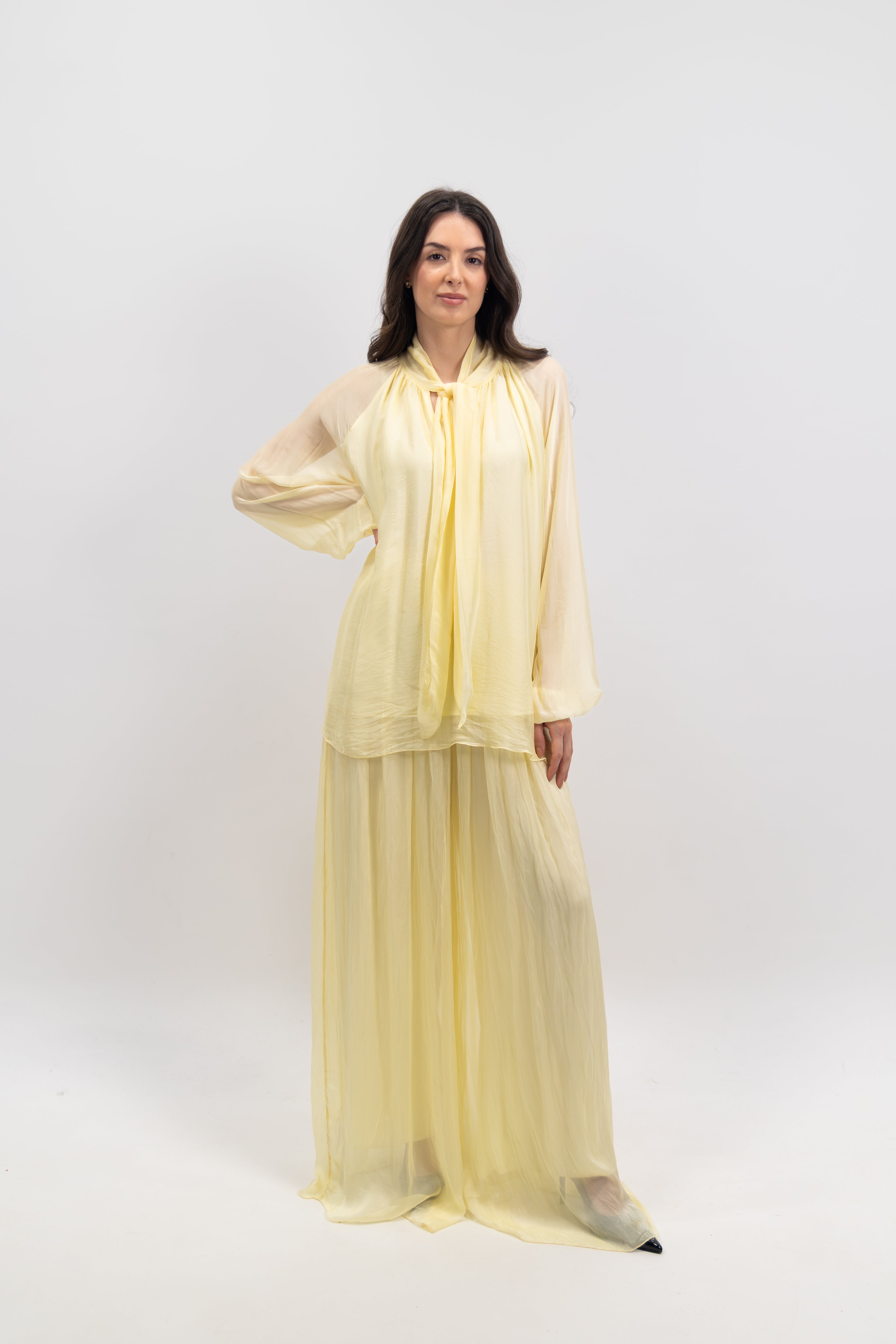 Blouse col lavallière soie