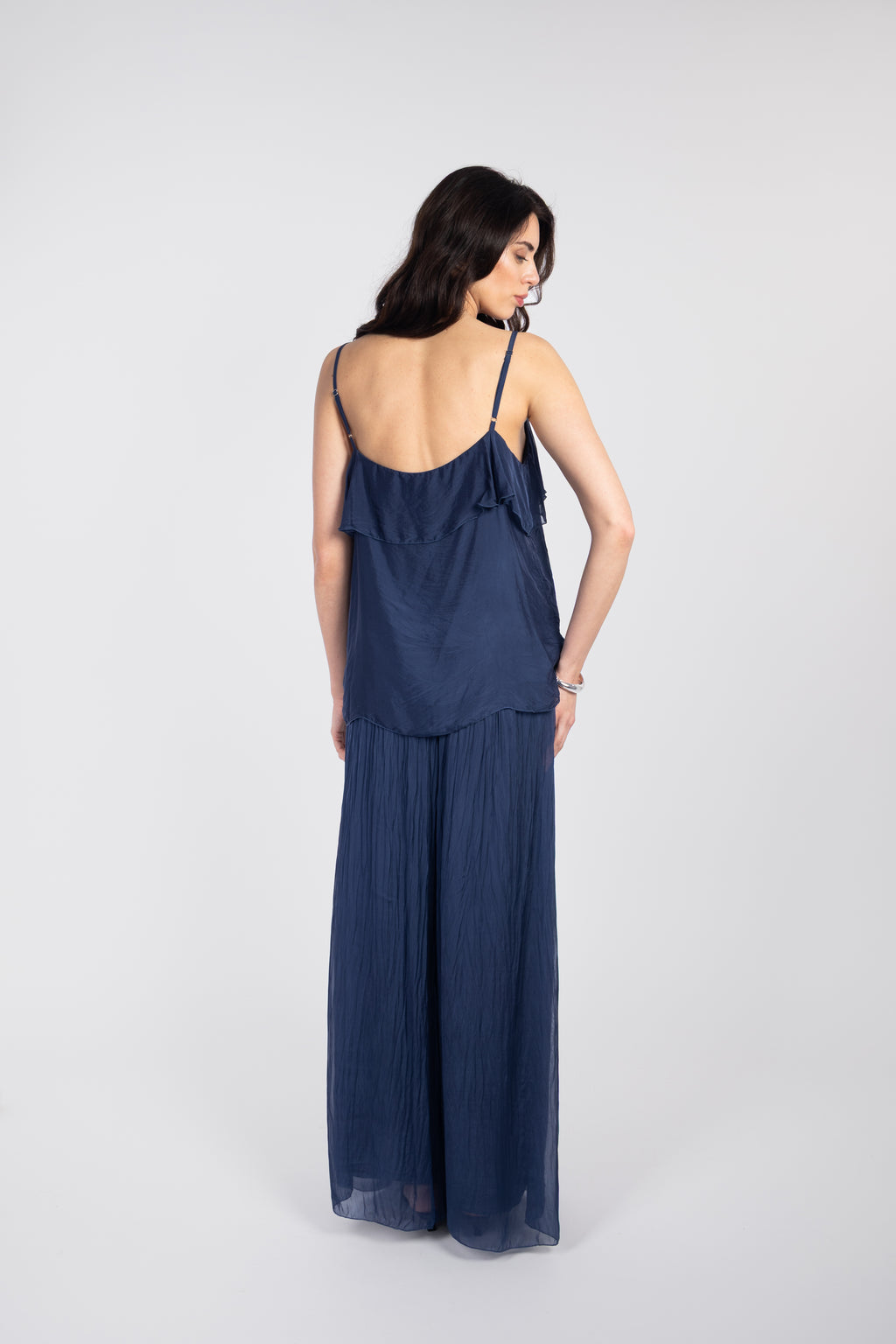 Ruffled silk top