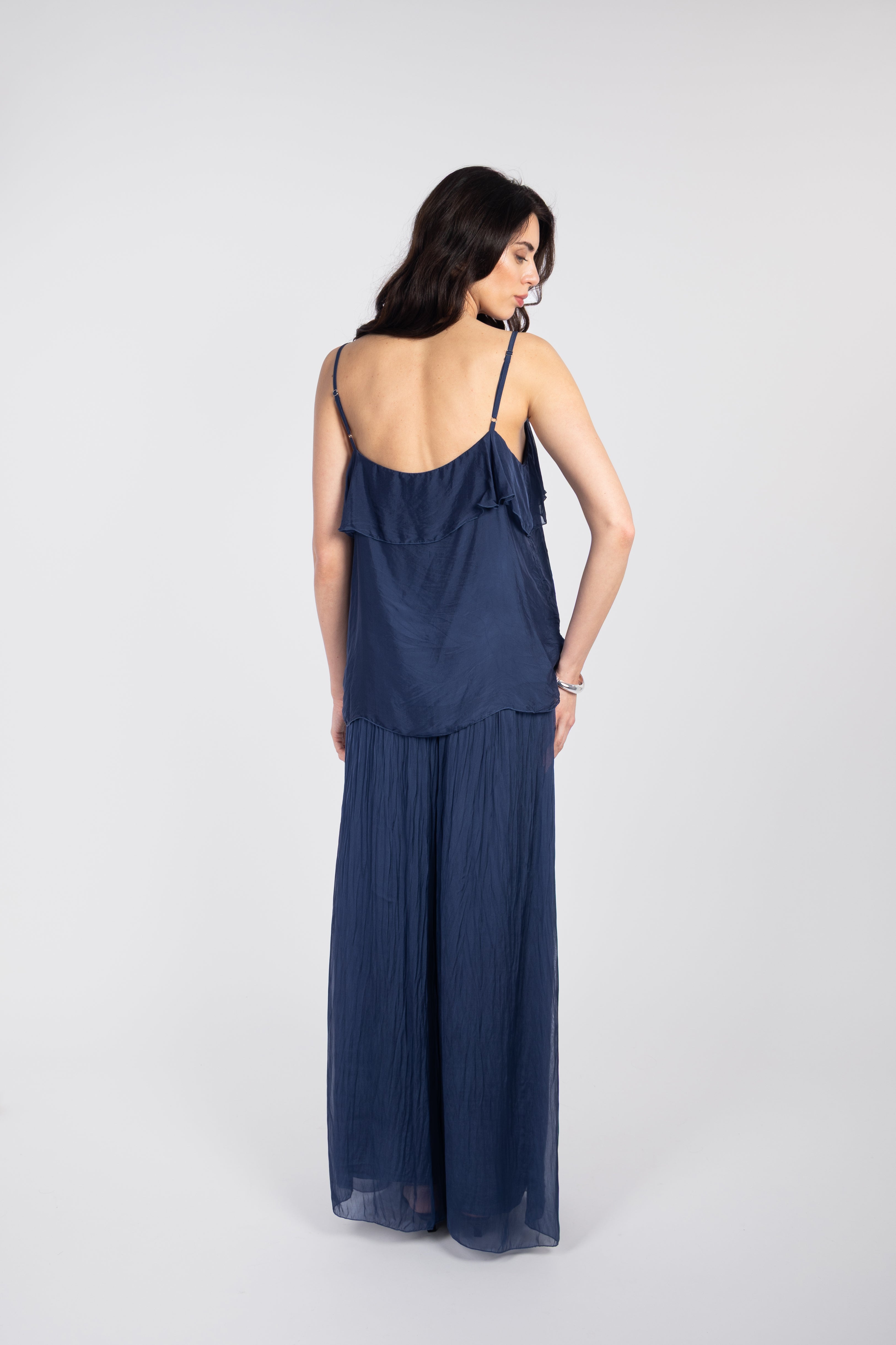 Ruffled silk top