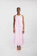 Robe longue fluide à détail drapé