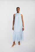 Robe longue col montant