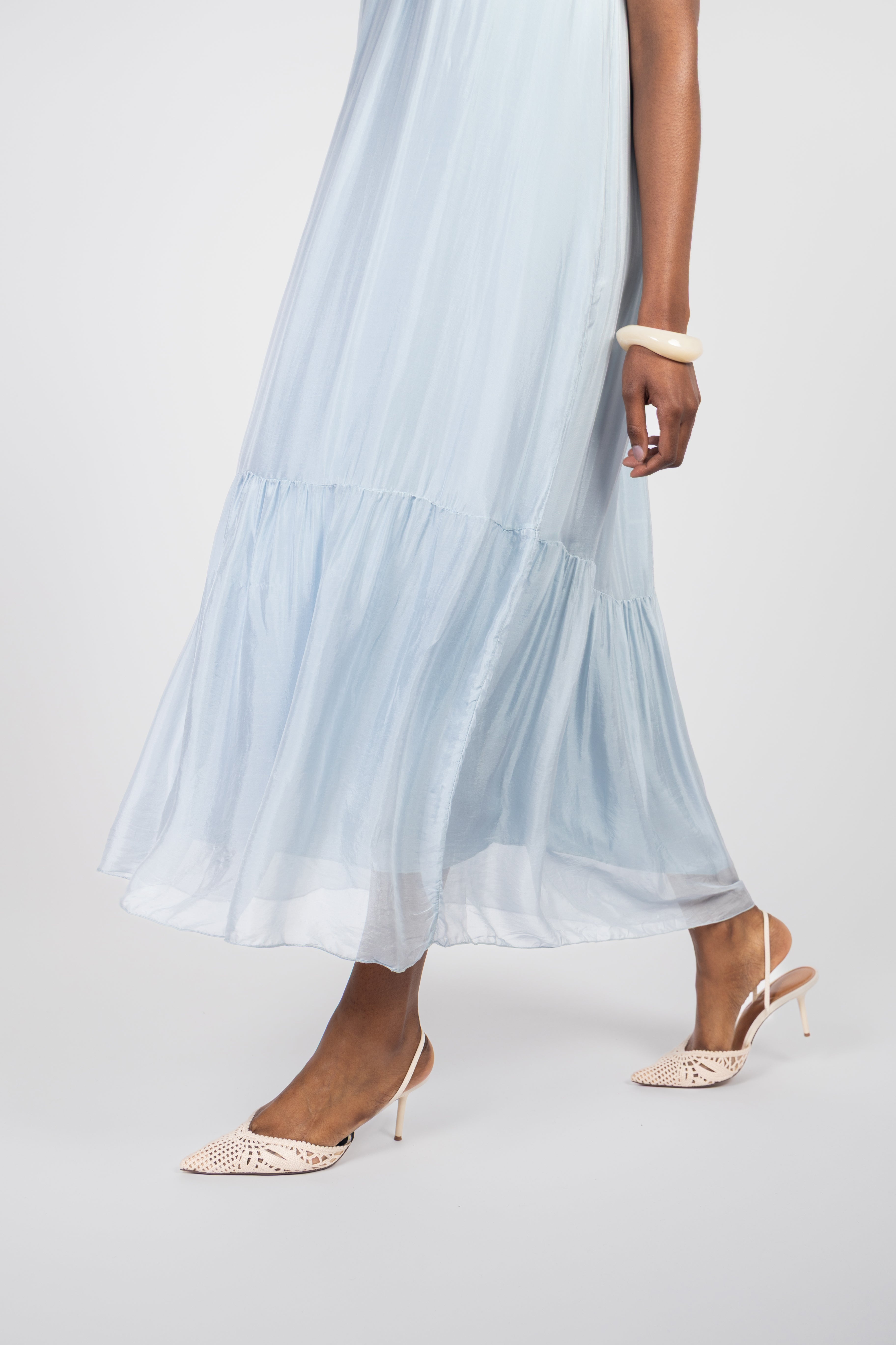 Robe longue col montant