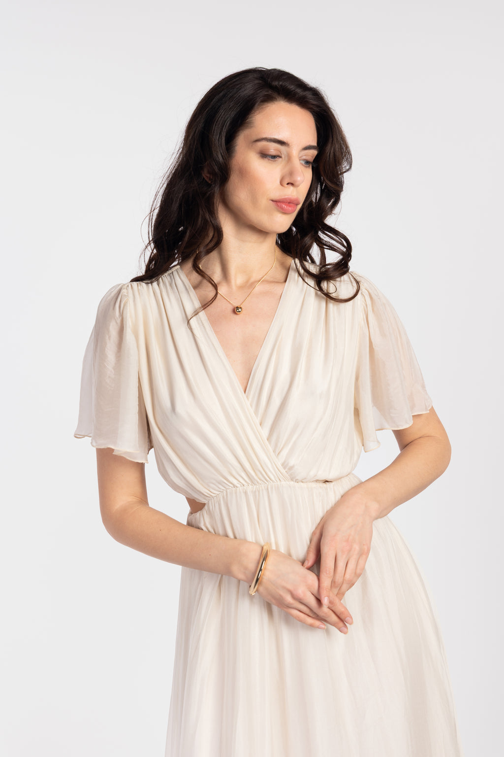 Flowy long dress with cut-outs