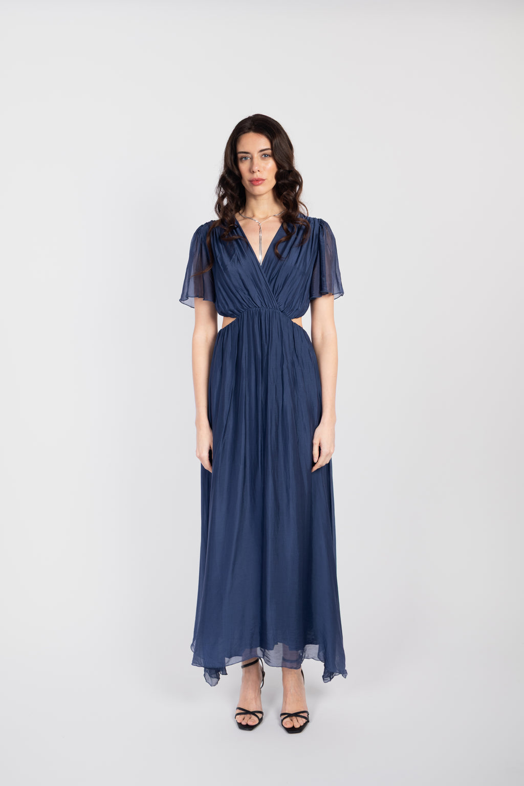 Flowy long dress with cut-outs