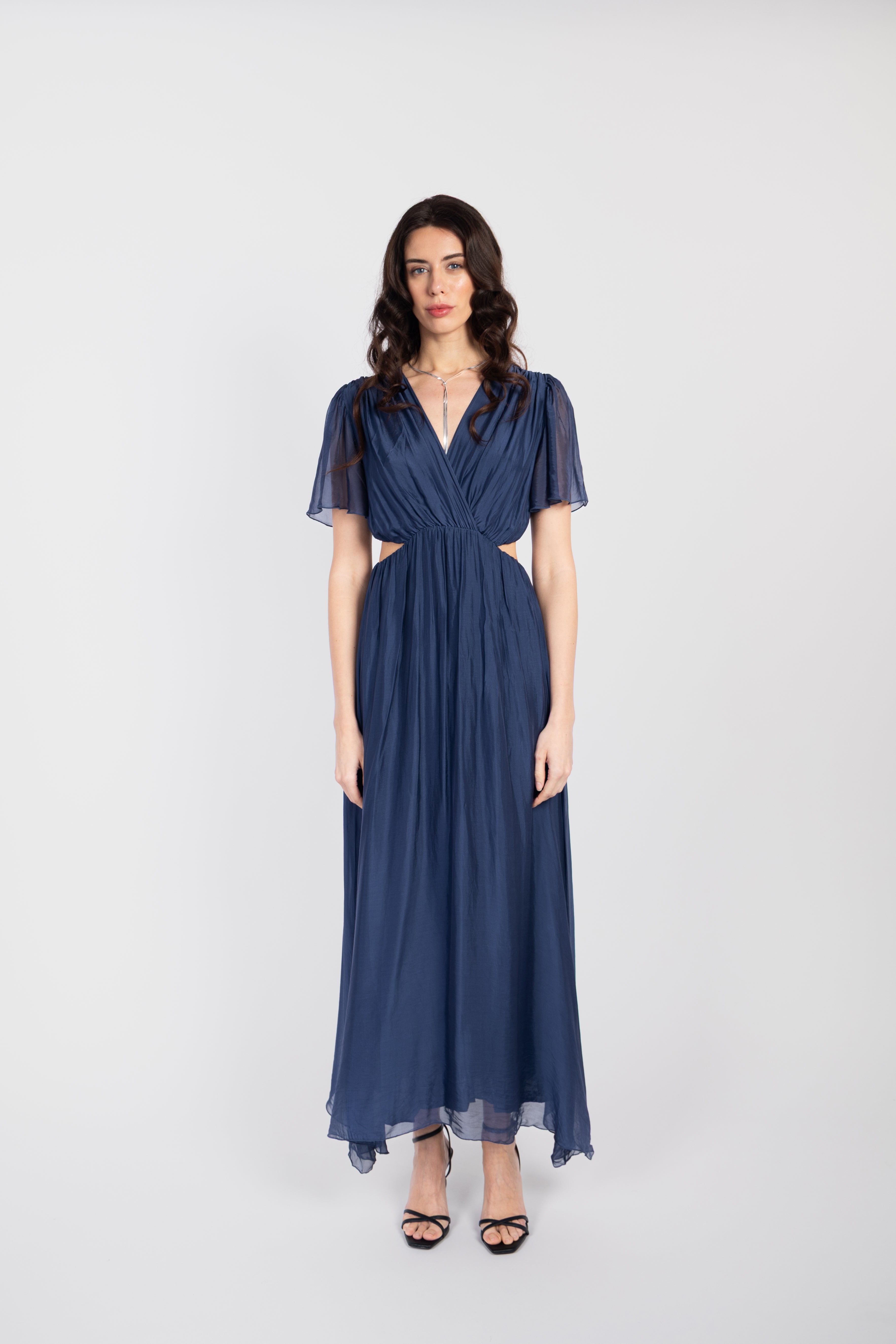 Flowy long dress with cut-outs