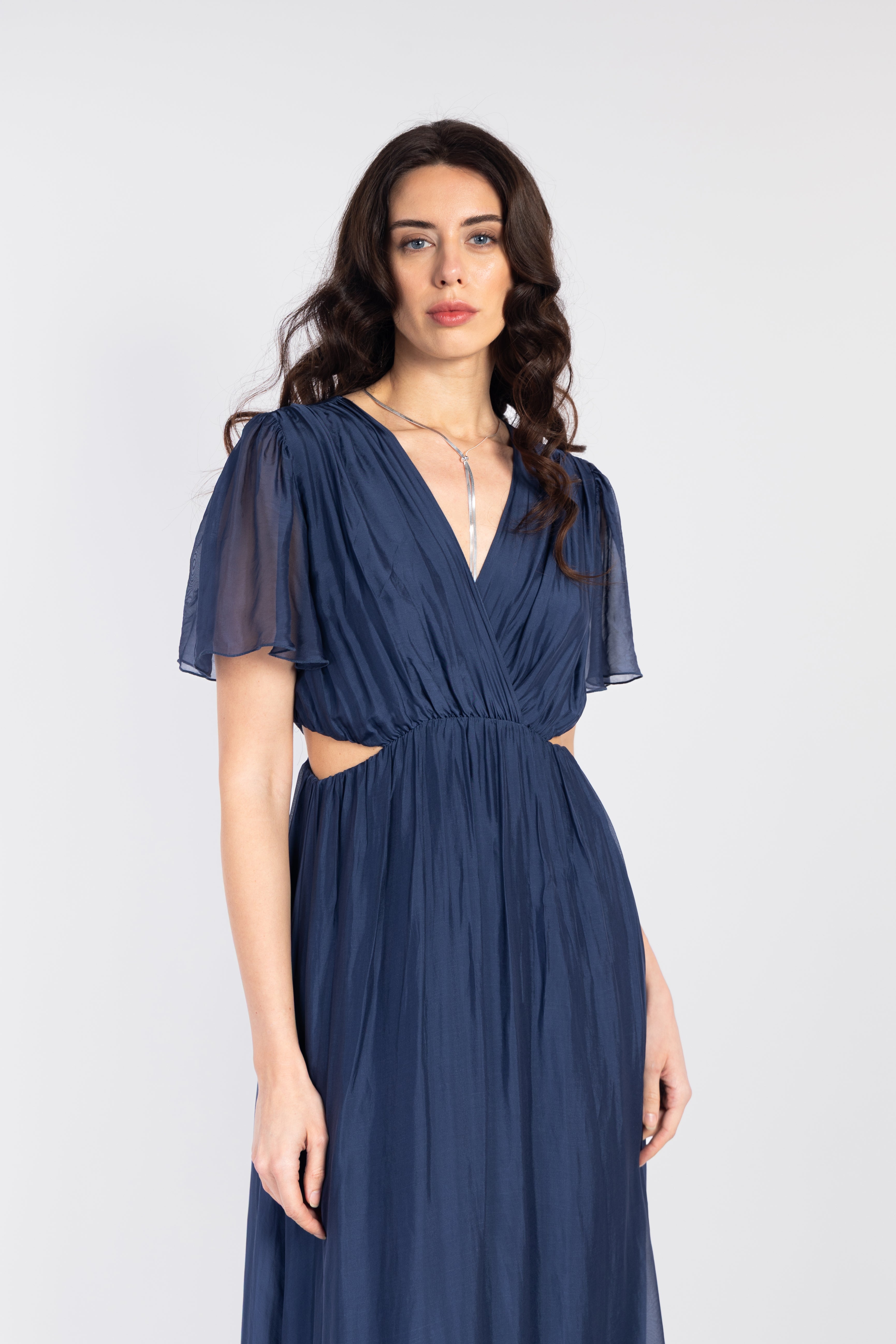 Flowy long dress with cut-outs