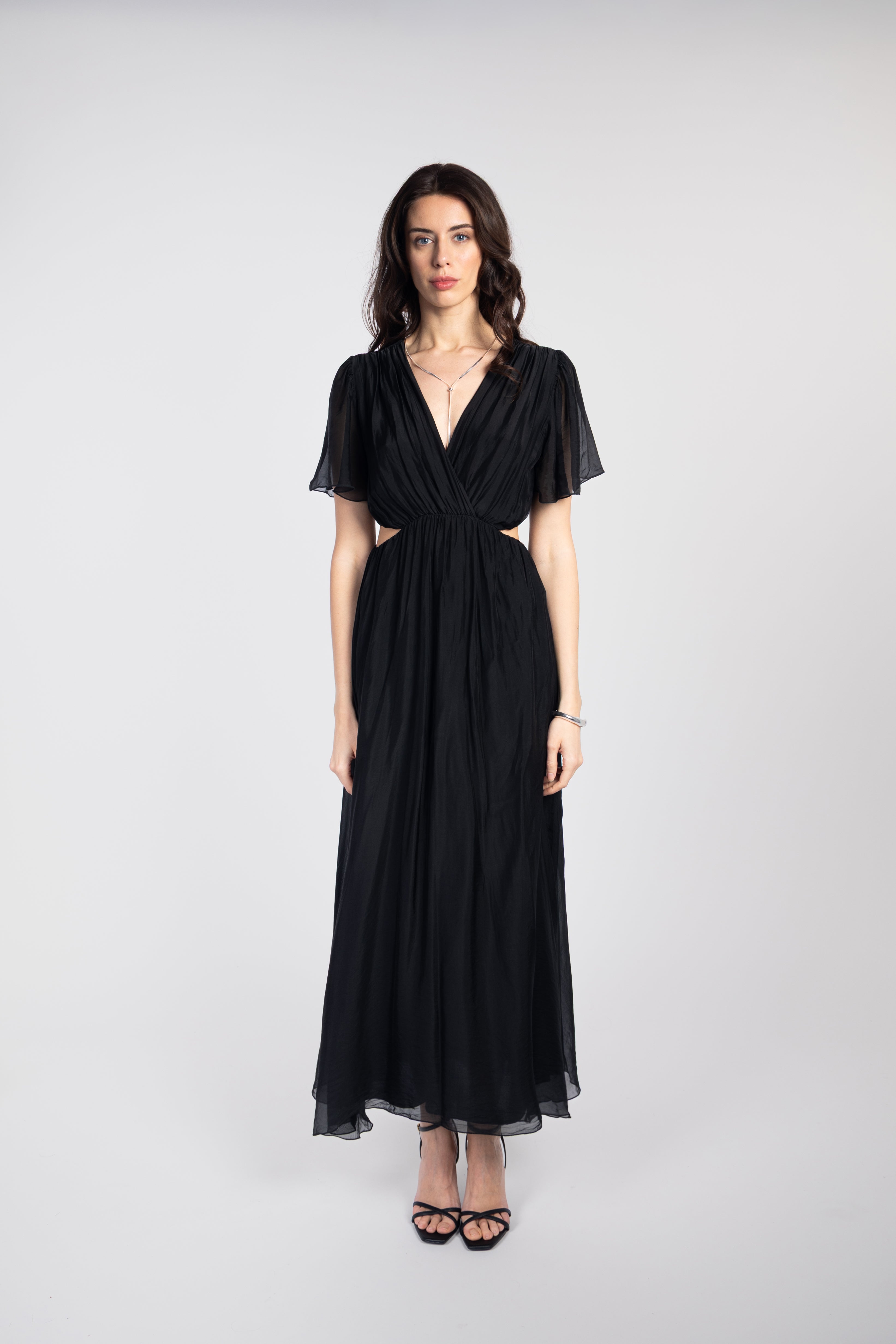 Flowy long dress with cut-outs