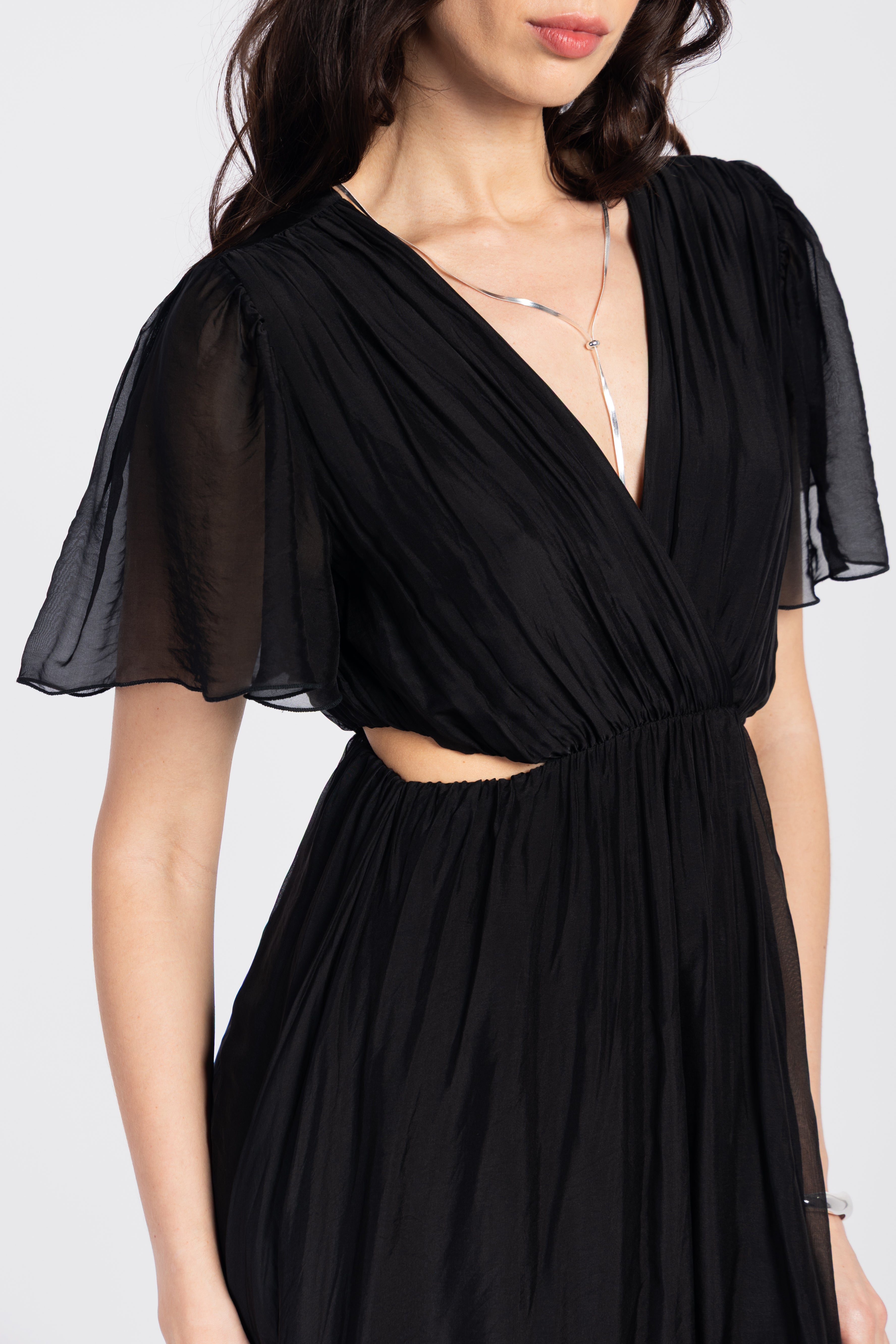 Flowy long dress with cut-outs