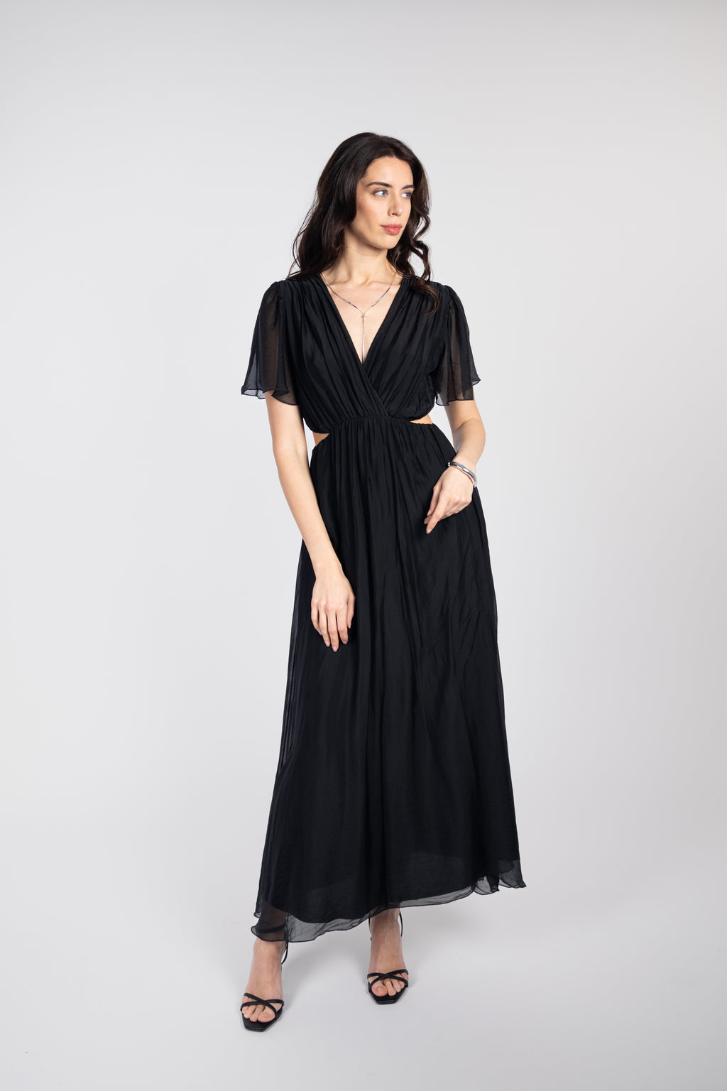 Flowy long dress with cut-outs