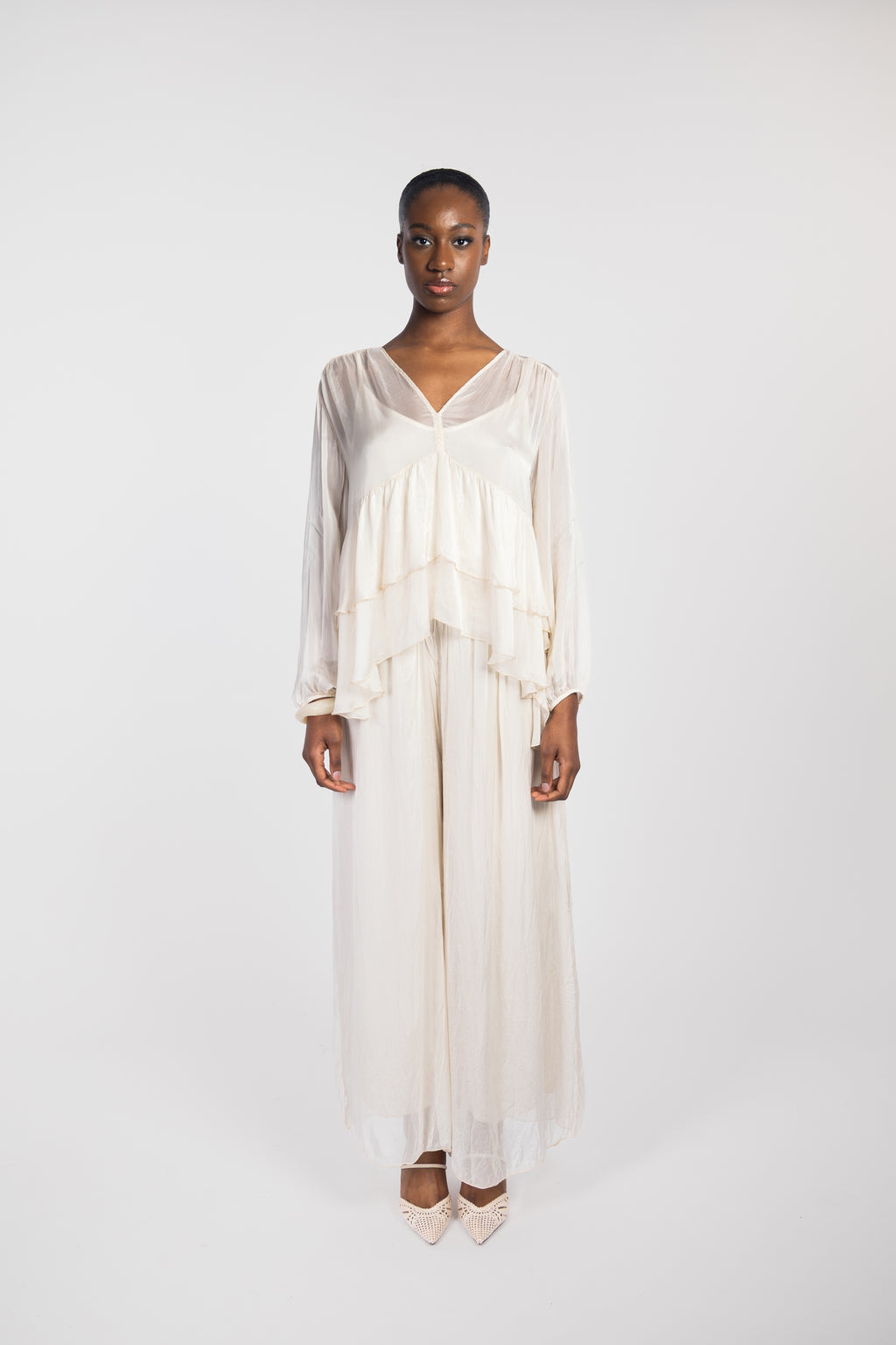 Blouse fluide romantique à volants