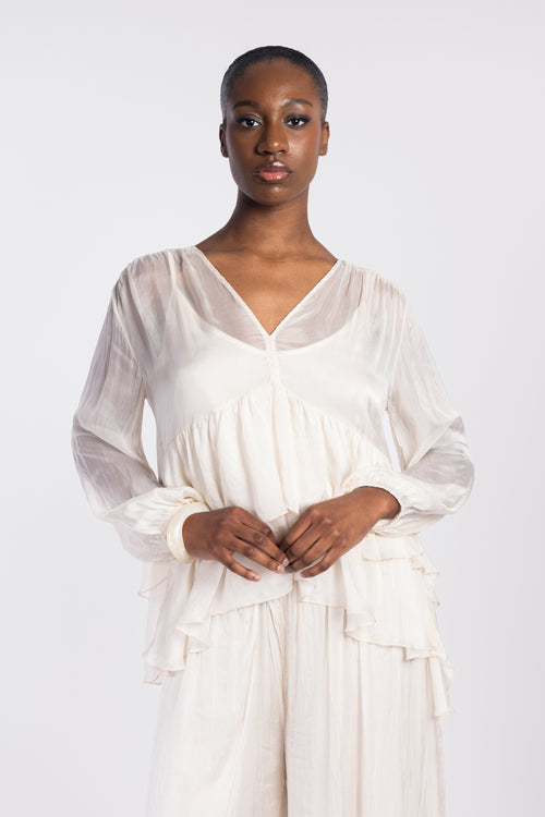 Blouse fluide romantique à volants