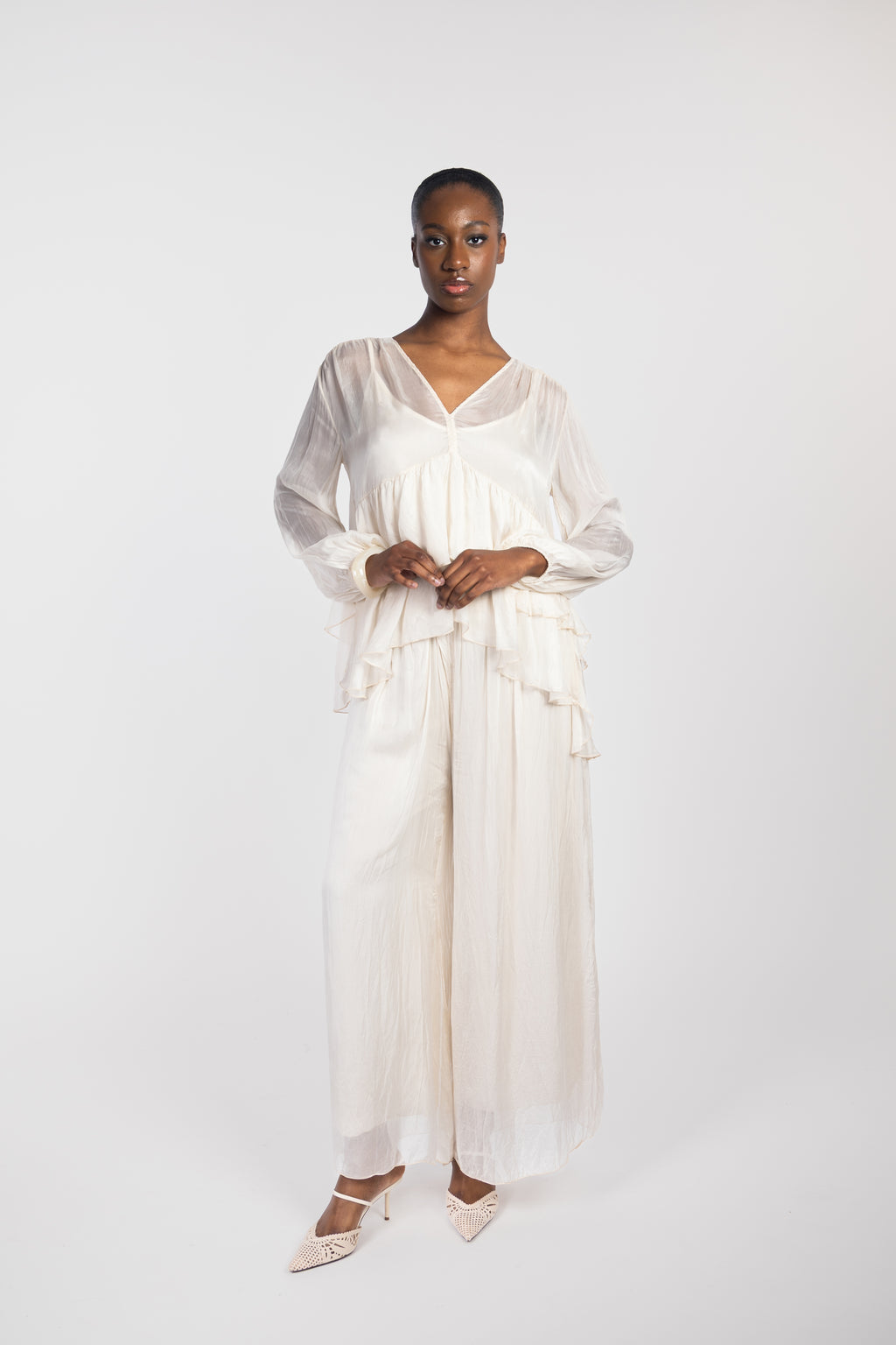 Blouse fluide romantique à volants