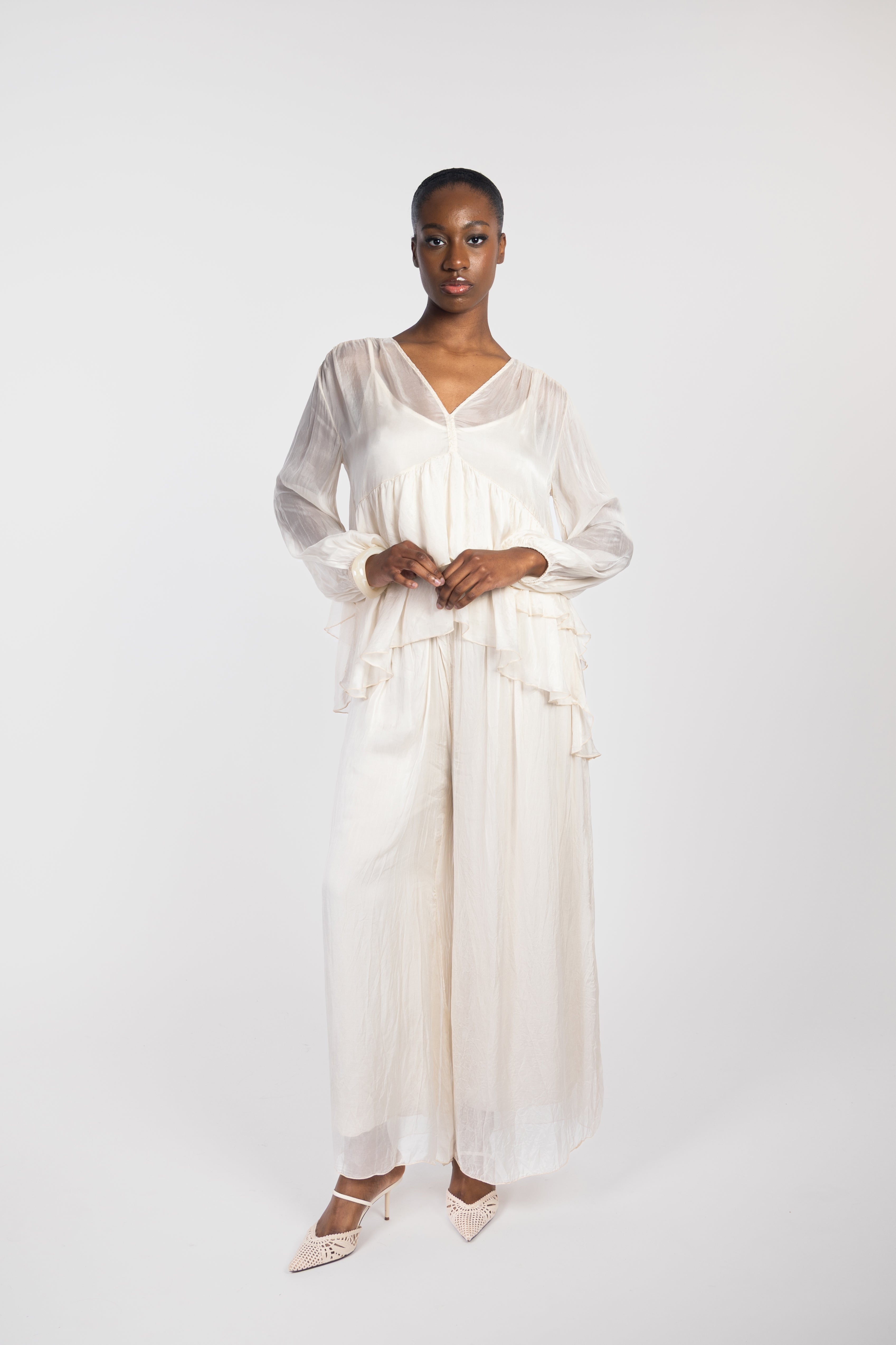 Blouse fluide romantique à volants