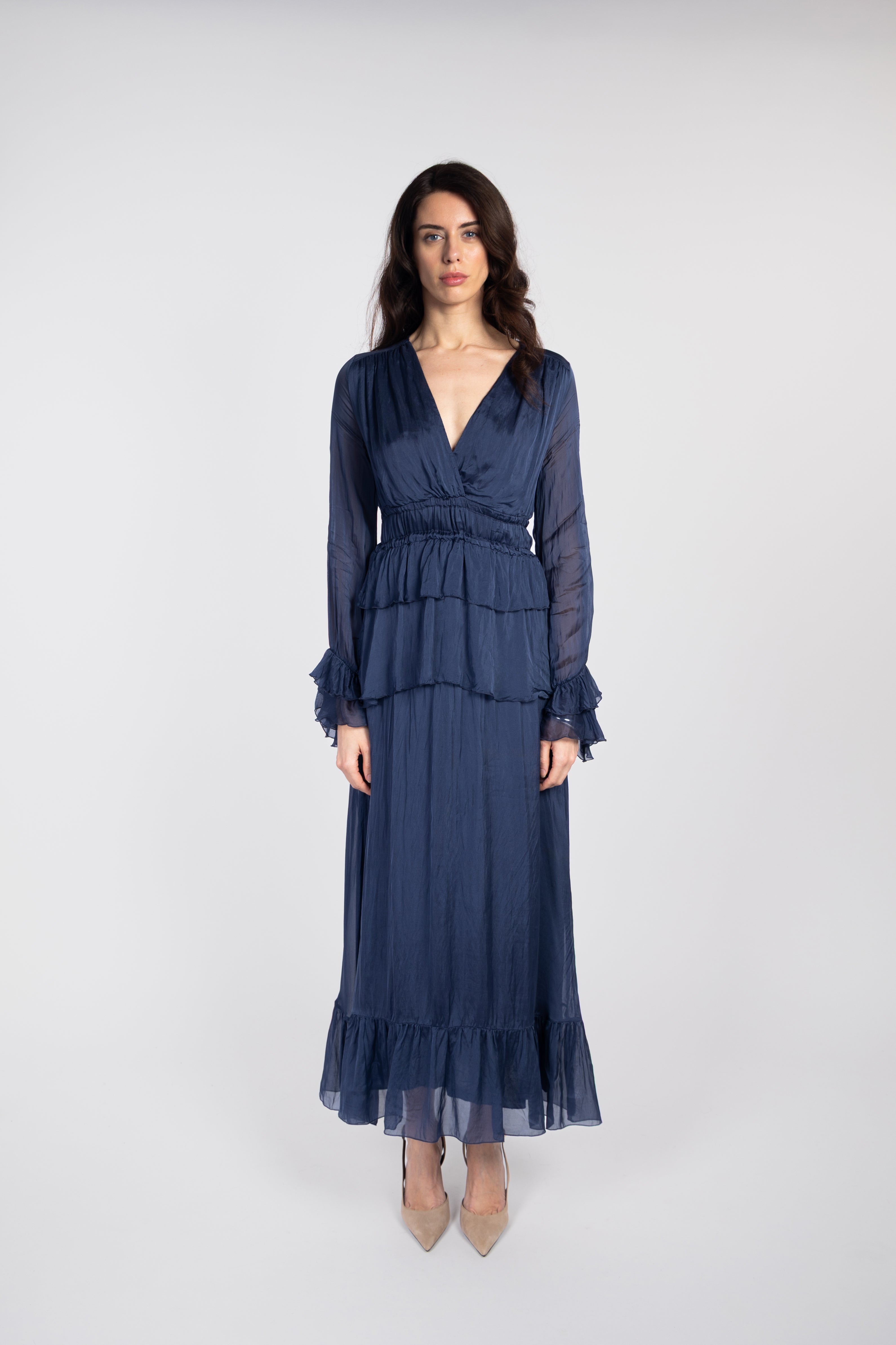 Flowing tiered maxi dress