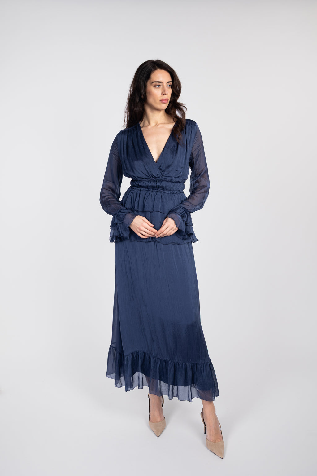 Flowing tiered maxi dress