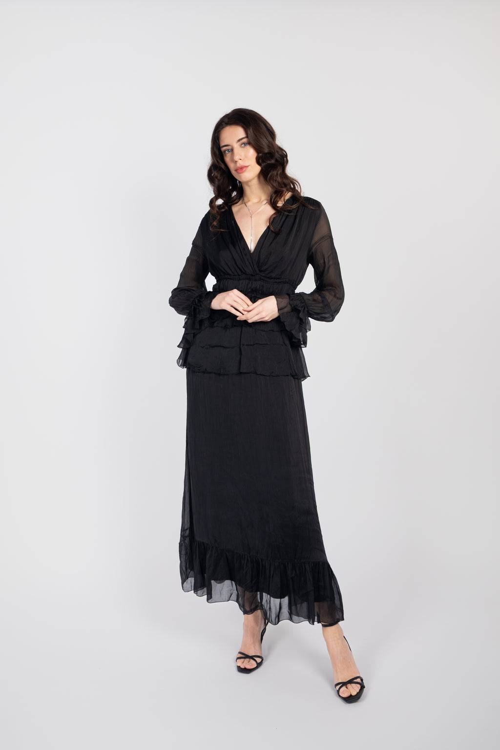Flowing tiered maxi dress