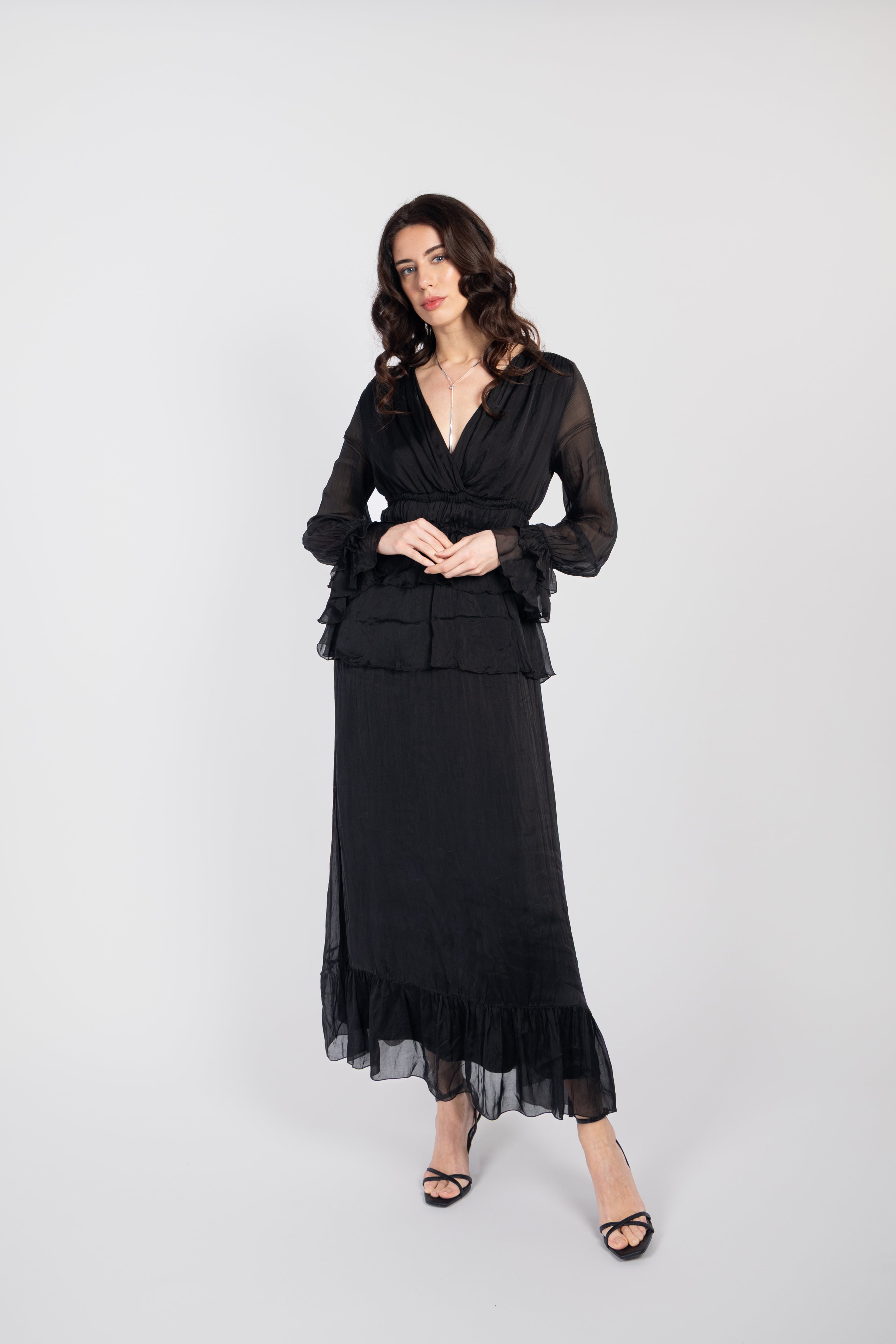 Flowing tiered maxi dress