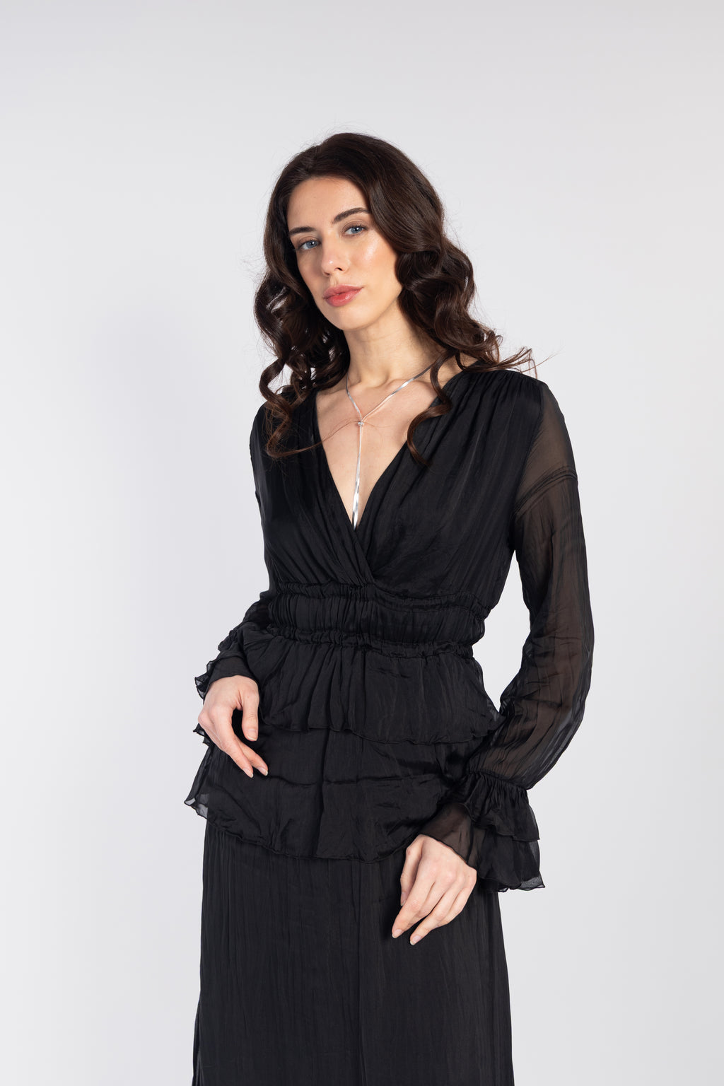 Flowing tiered maxi dress