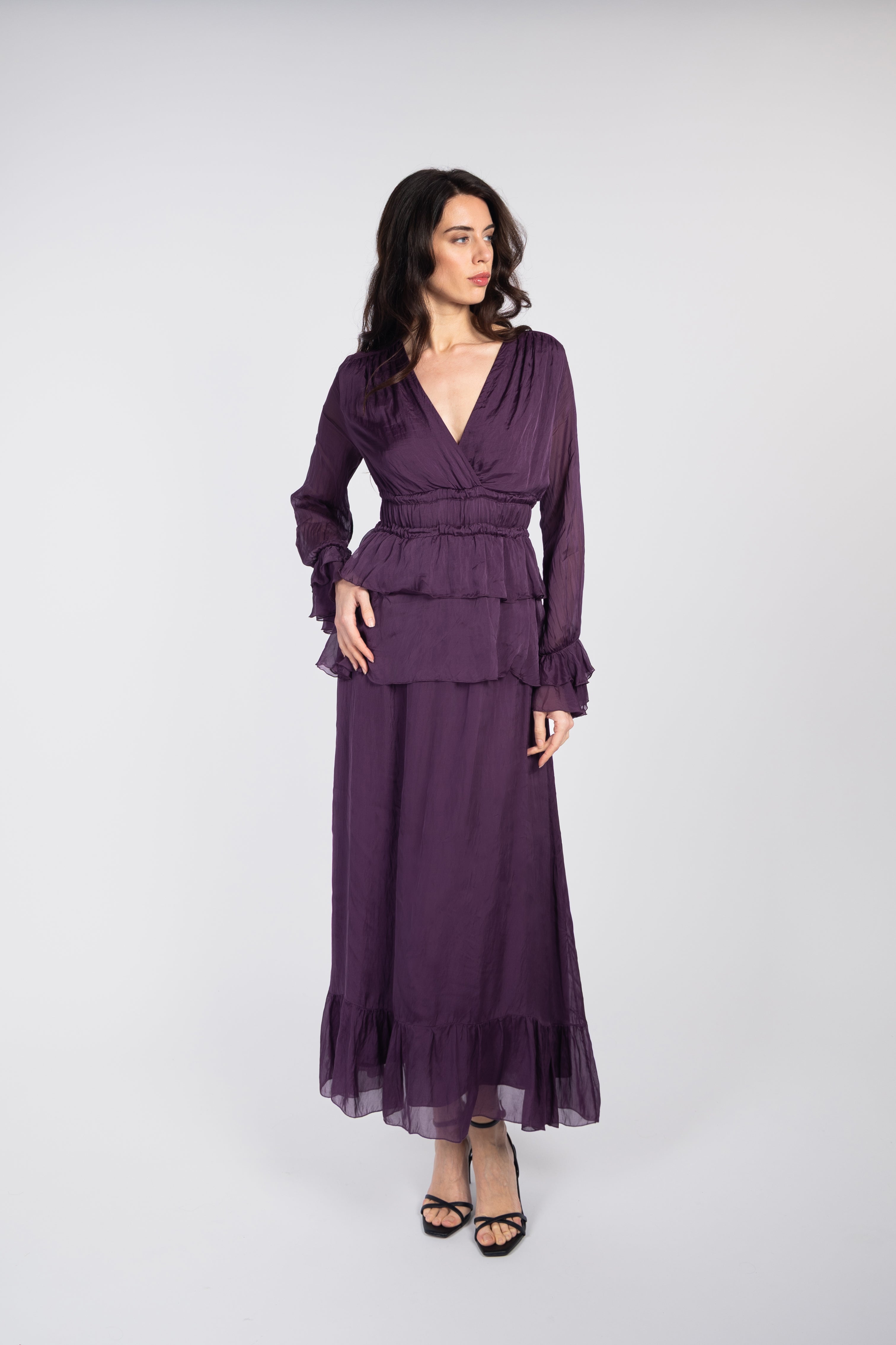 Flowing tiered maxi dress