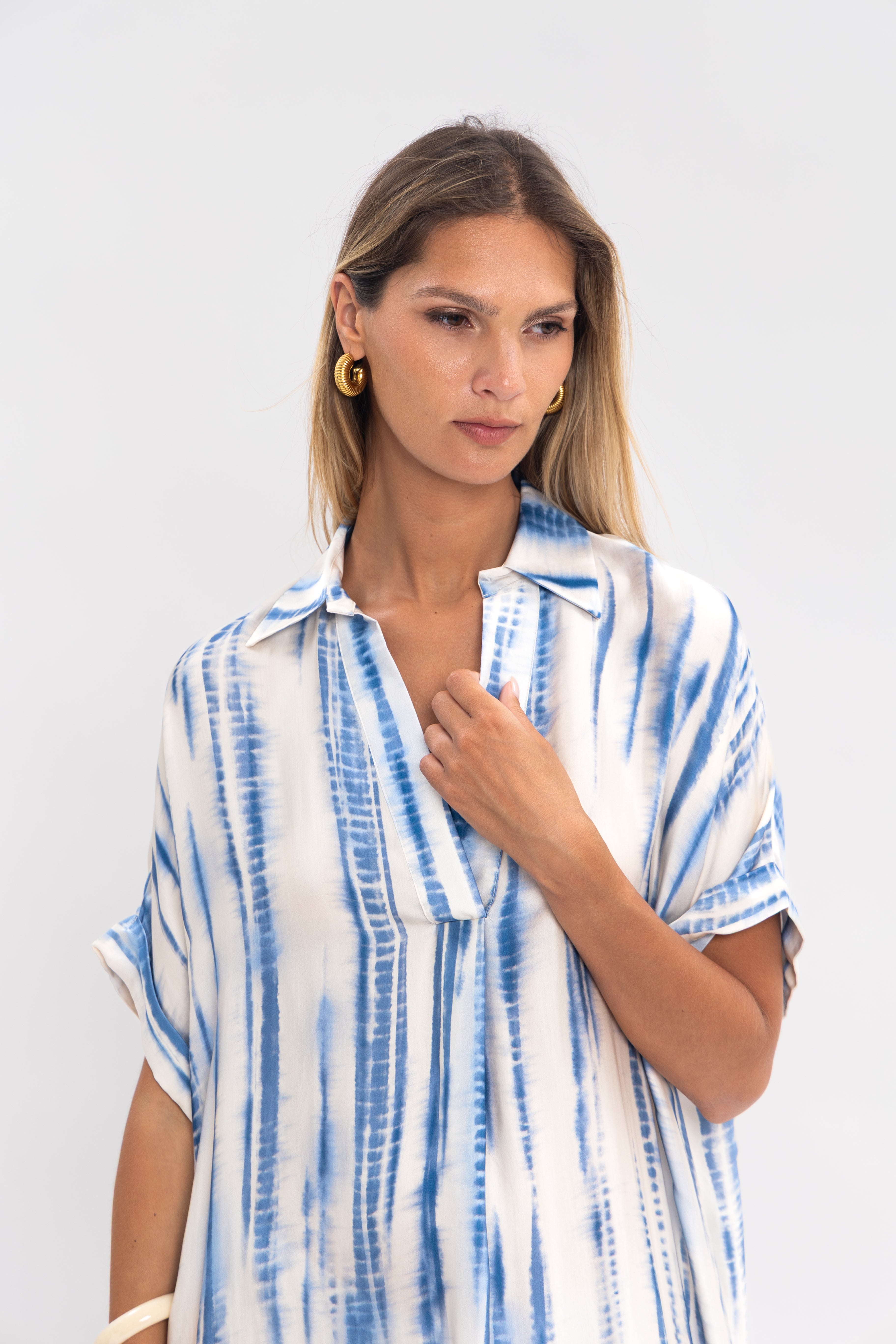 Robe chemise rayure tie&dye