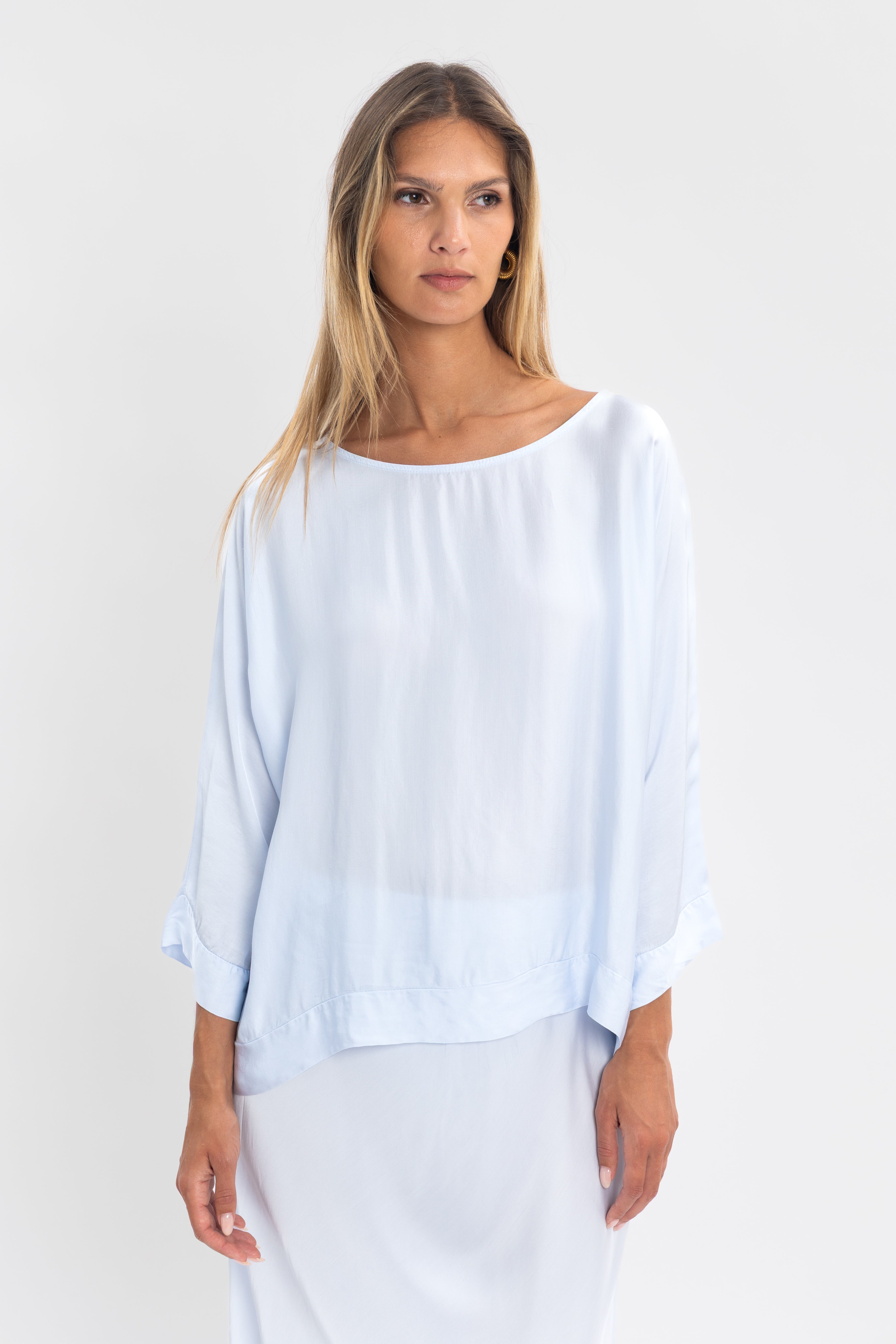 Blouse unie manche 3/4