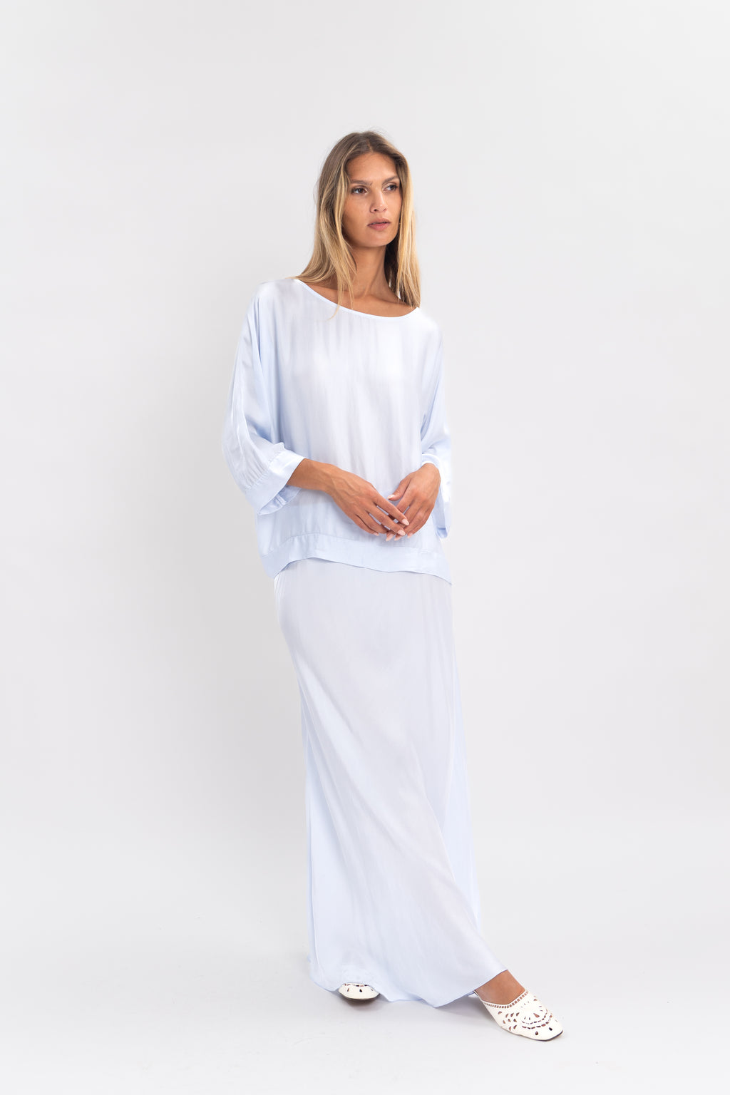 Blouse unie manche 3/4