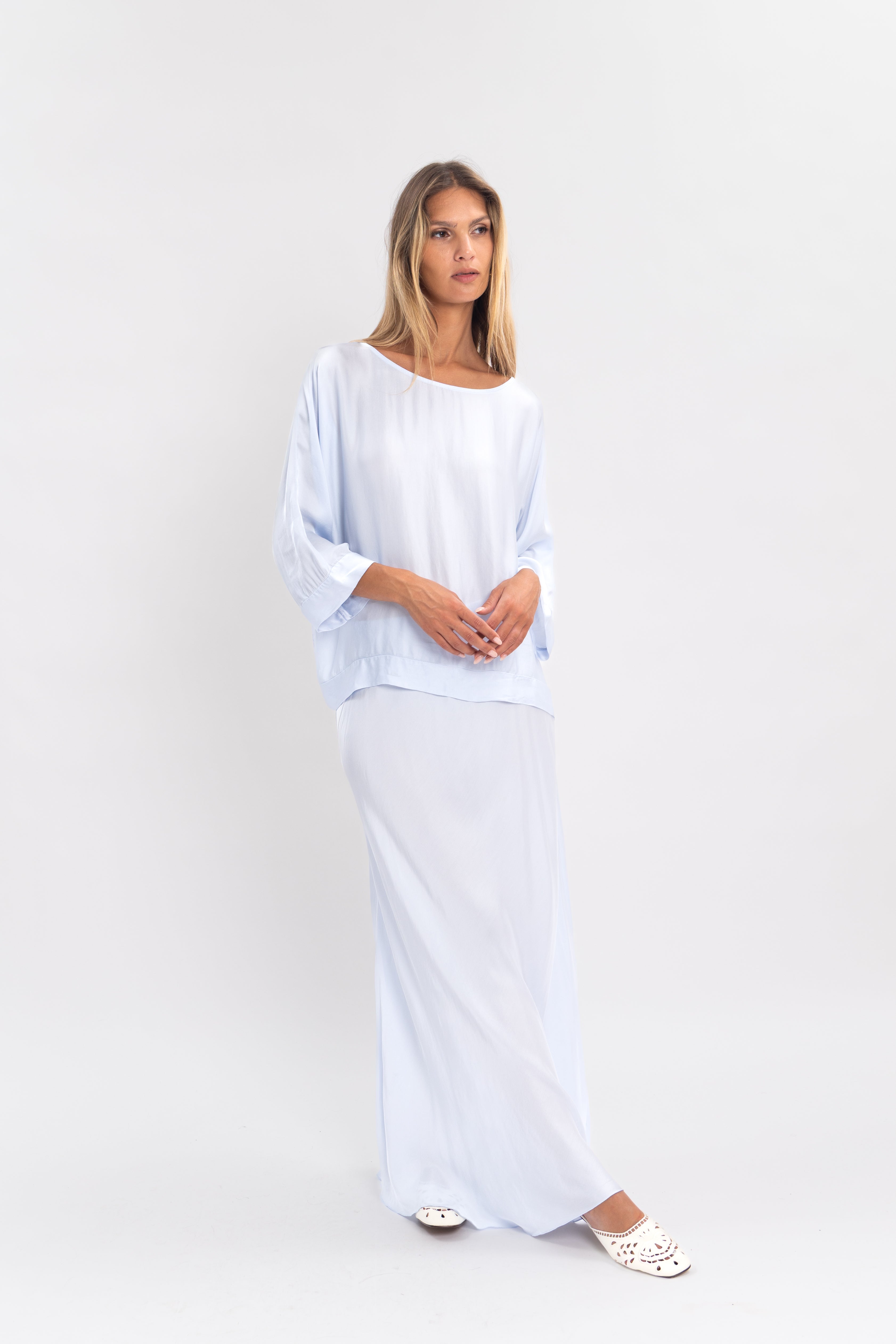 Blouse unie manche 3/4