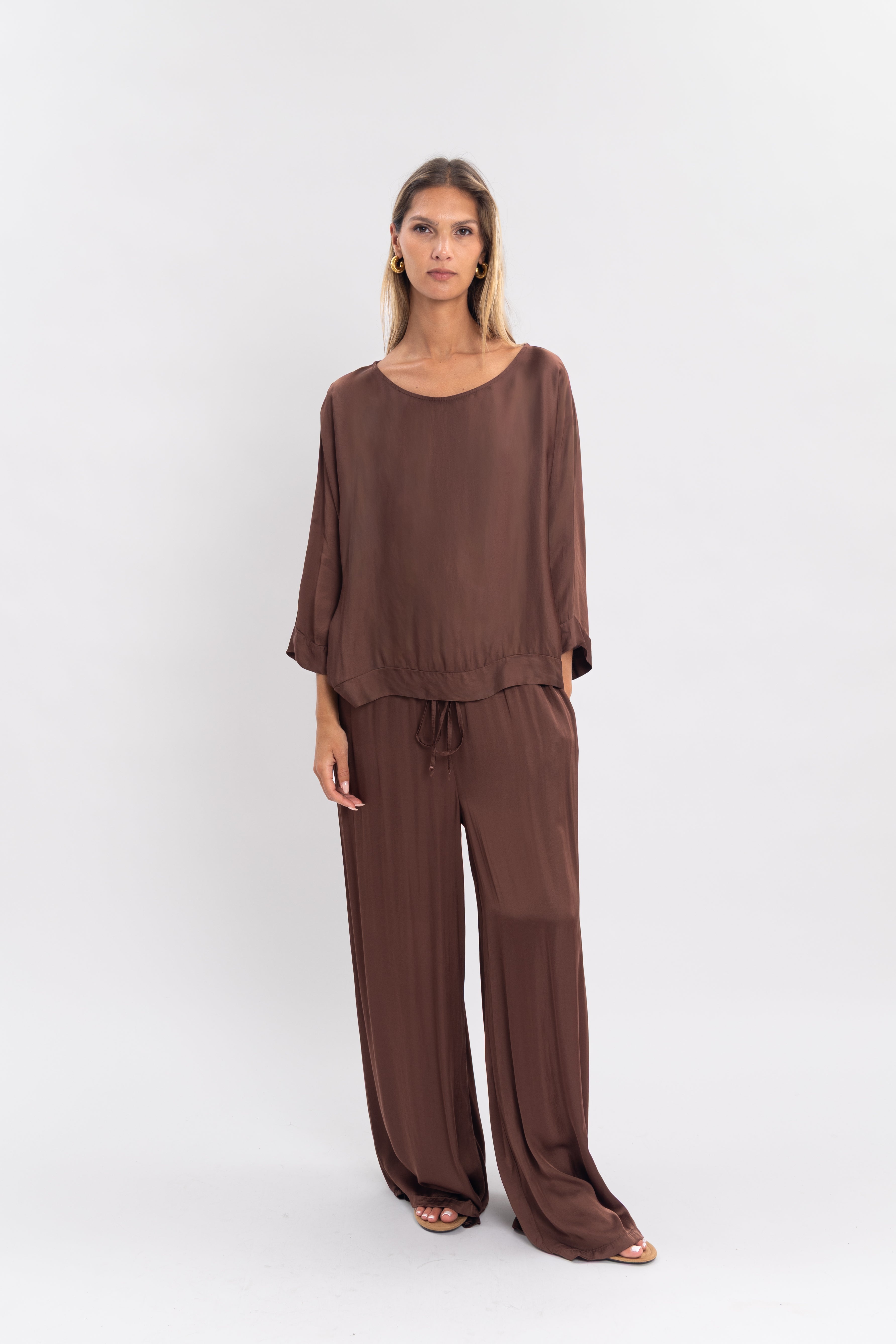 Blouse unie manche 3/4