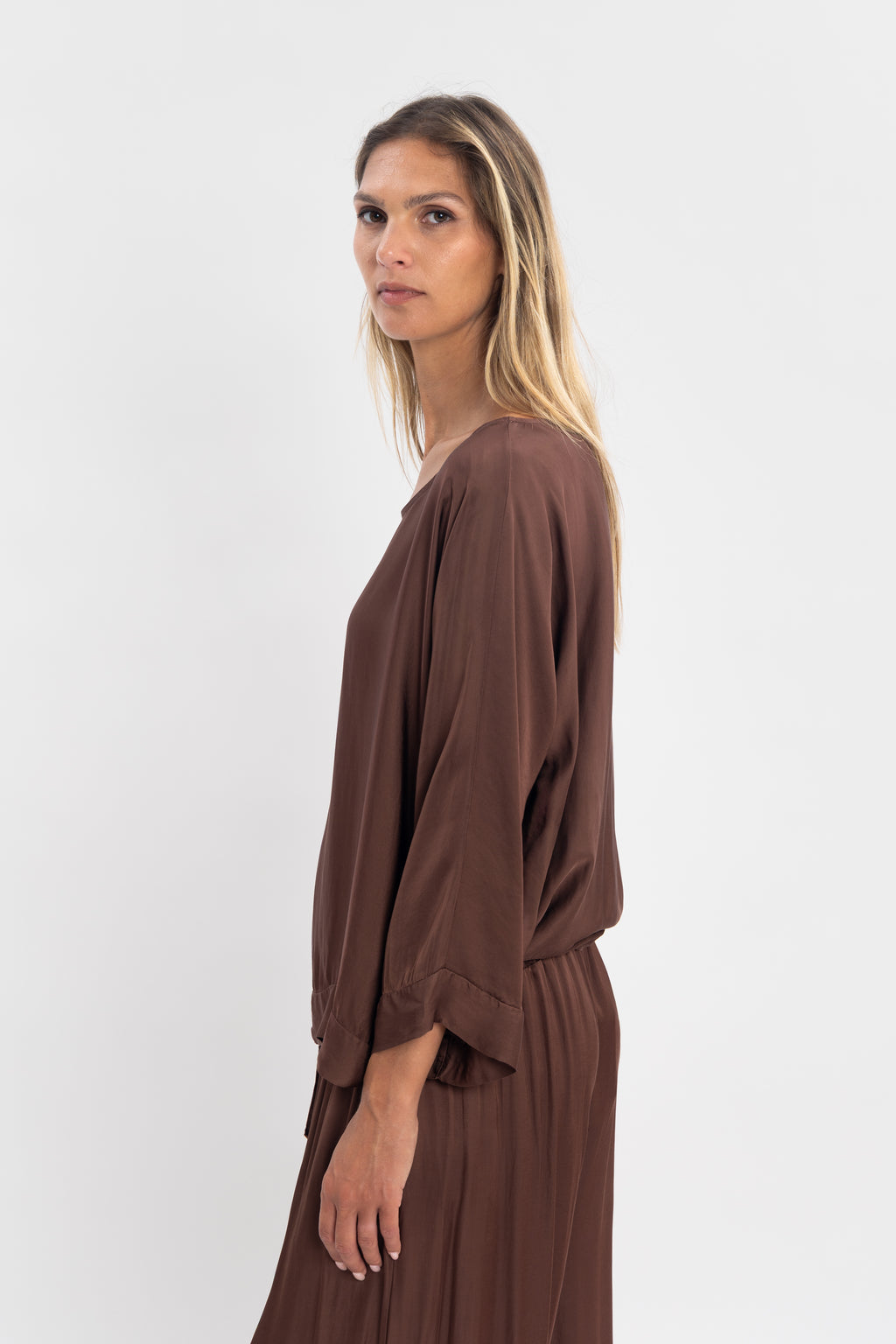 Blouse unie manche 3/4