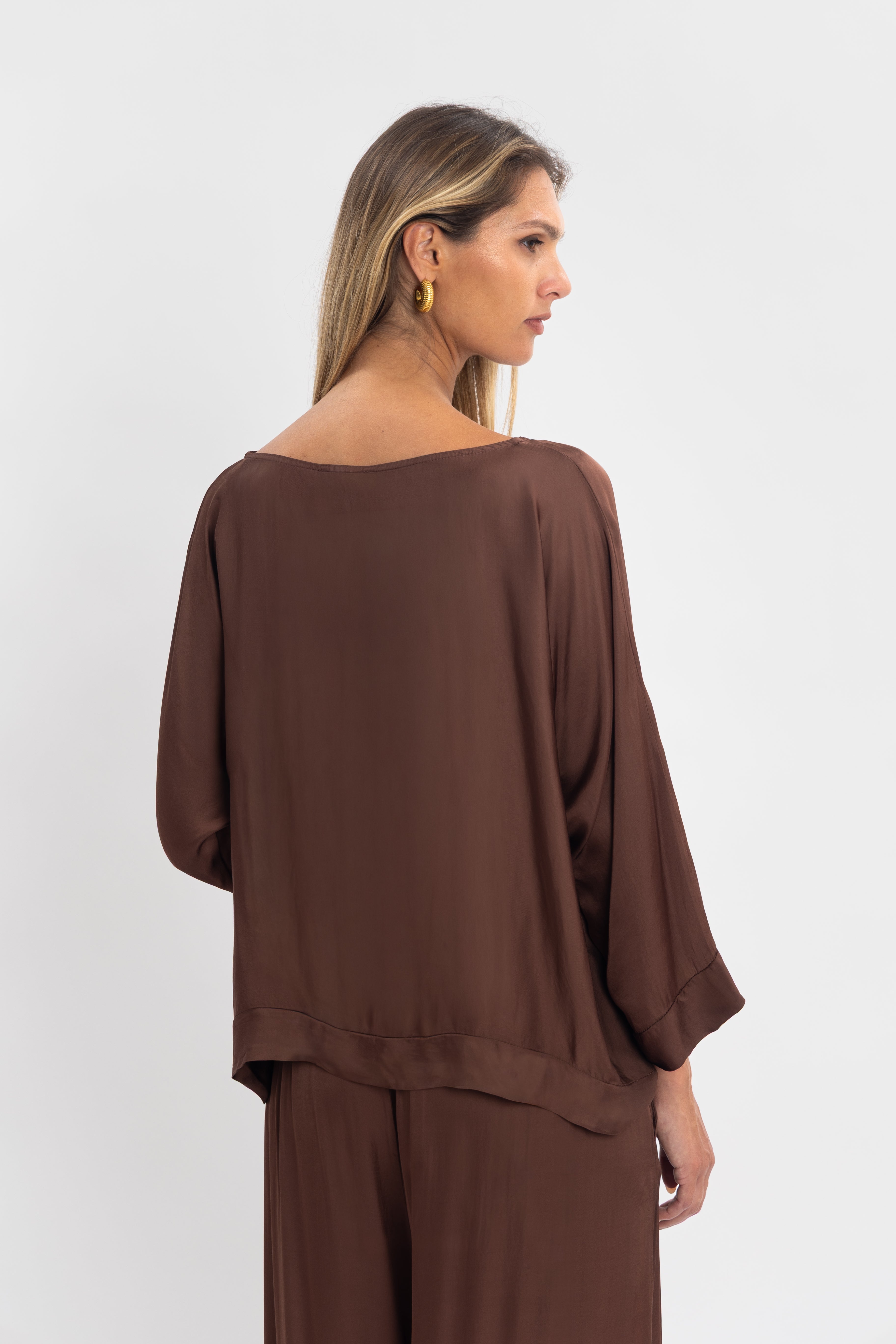 Blouse unie manche 3/4