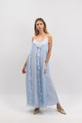 Long silk dress with ruffles