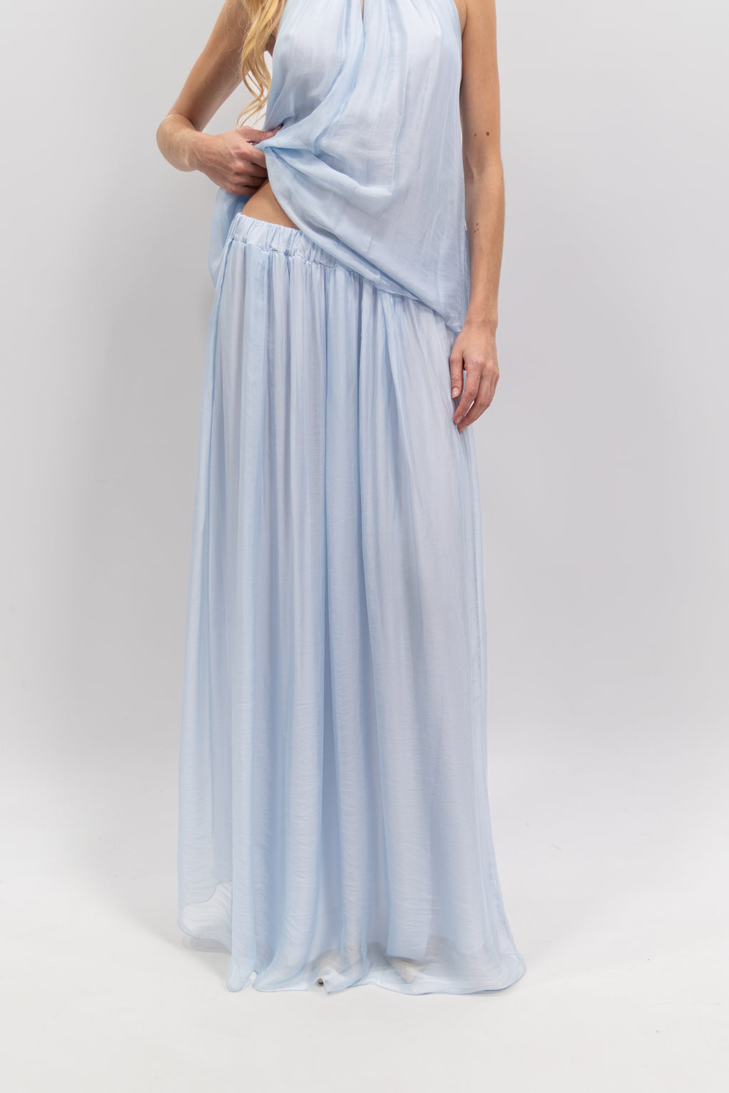 Silk off-the-shoulder jeweled top