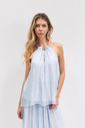 Silk off-the-shoulder jeweled top