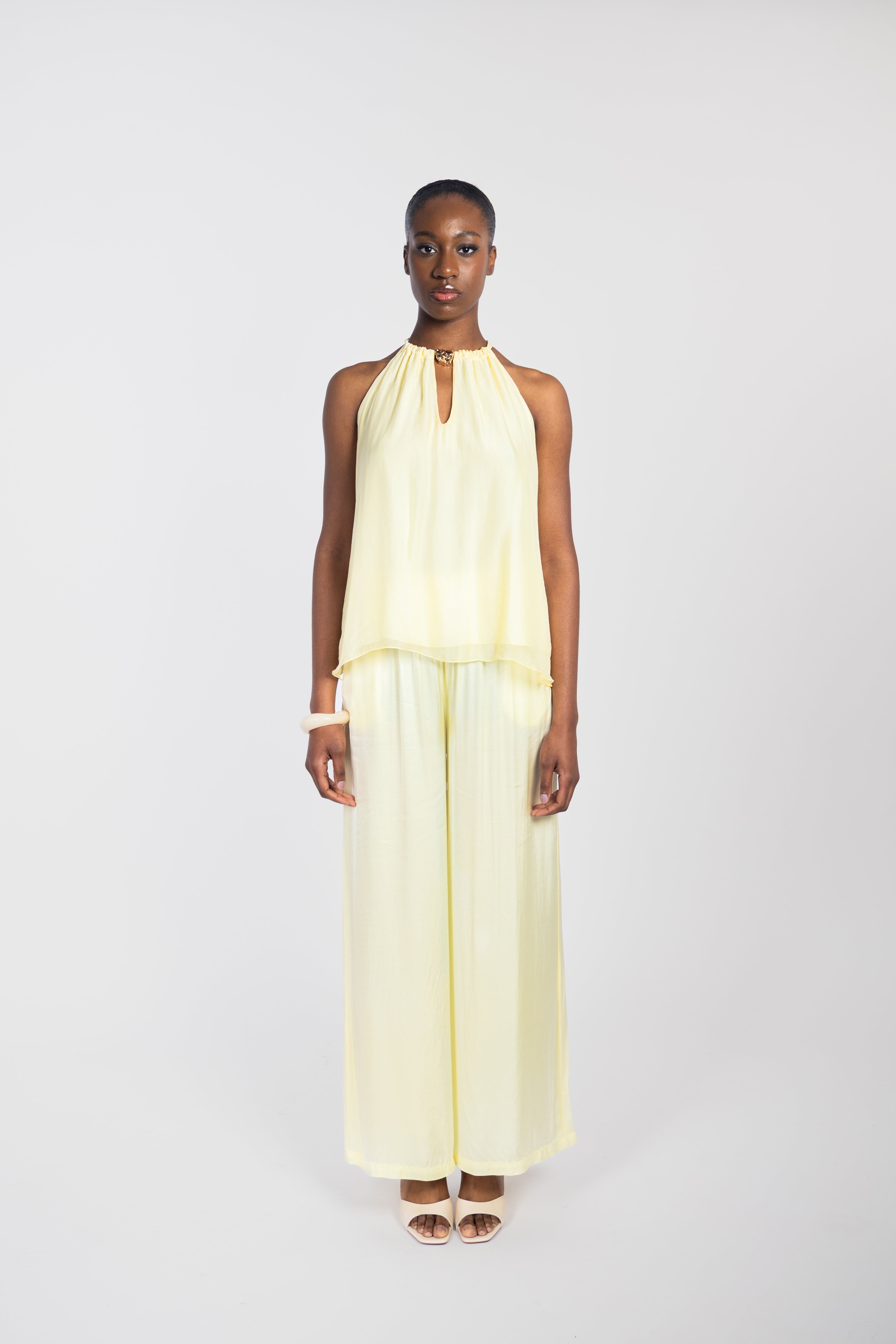 Silk off-the-shoulder jeweled top