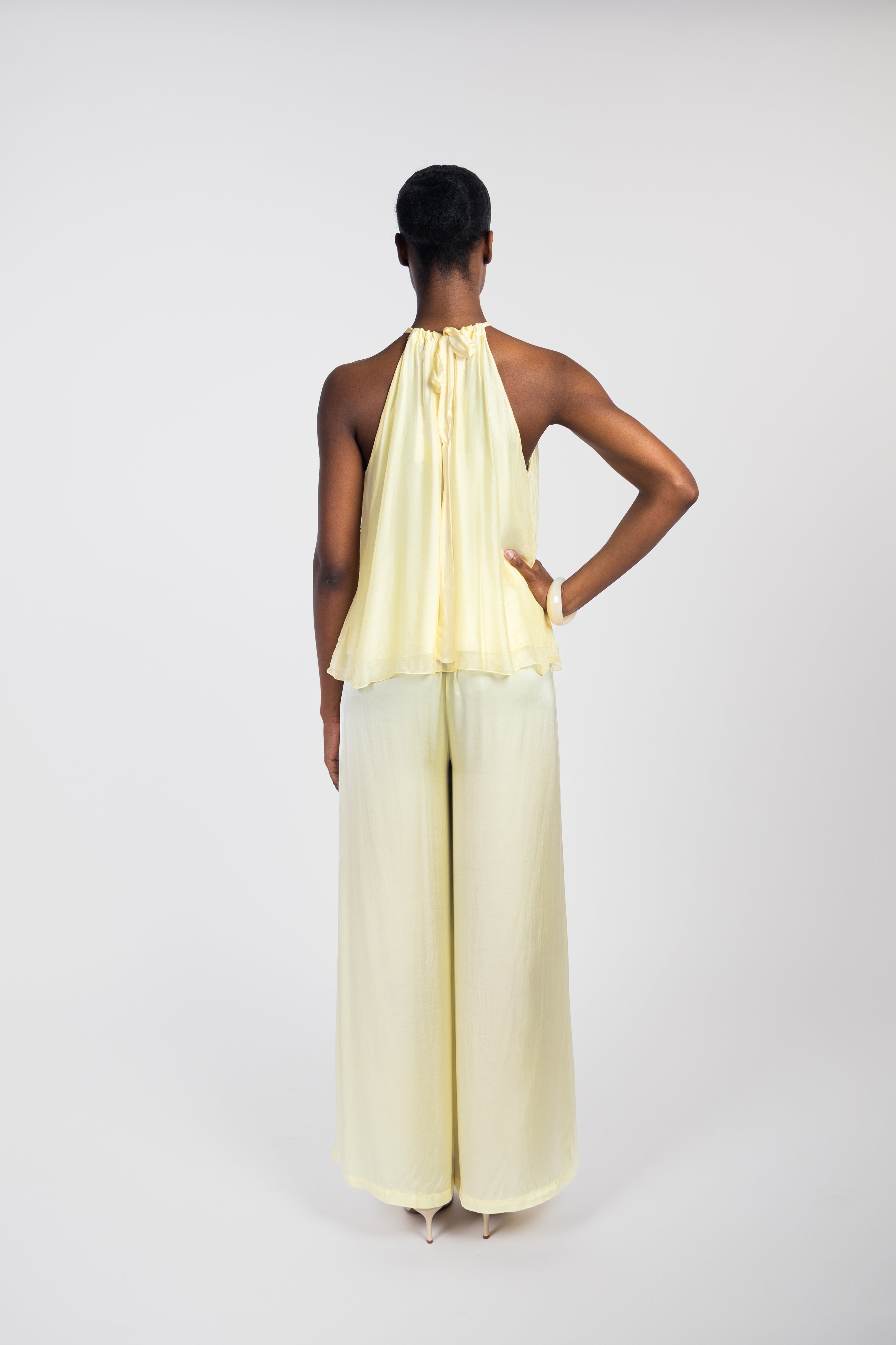 Silk off-the-shoulder jeweled top