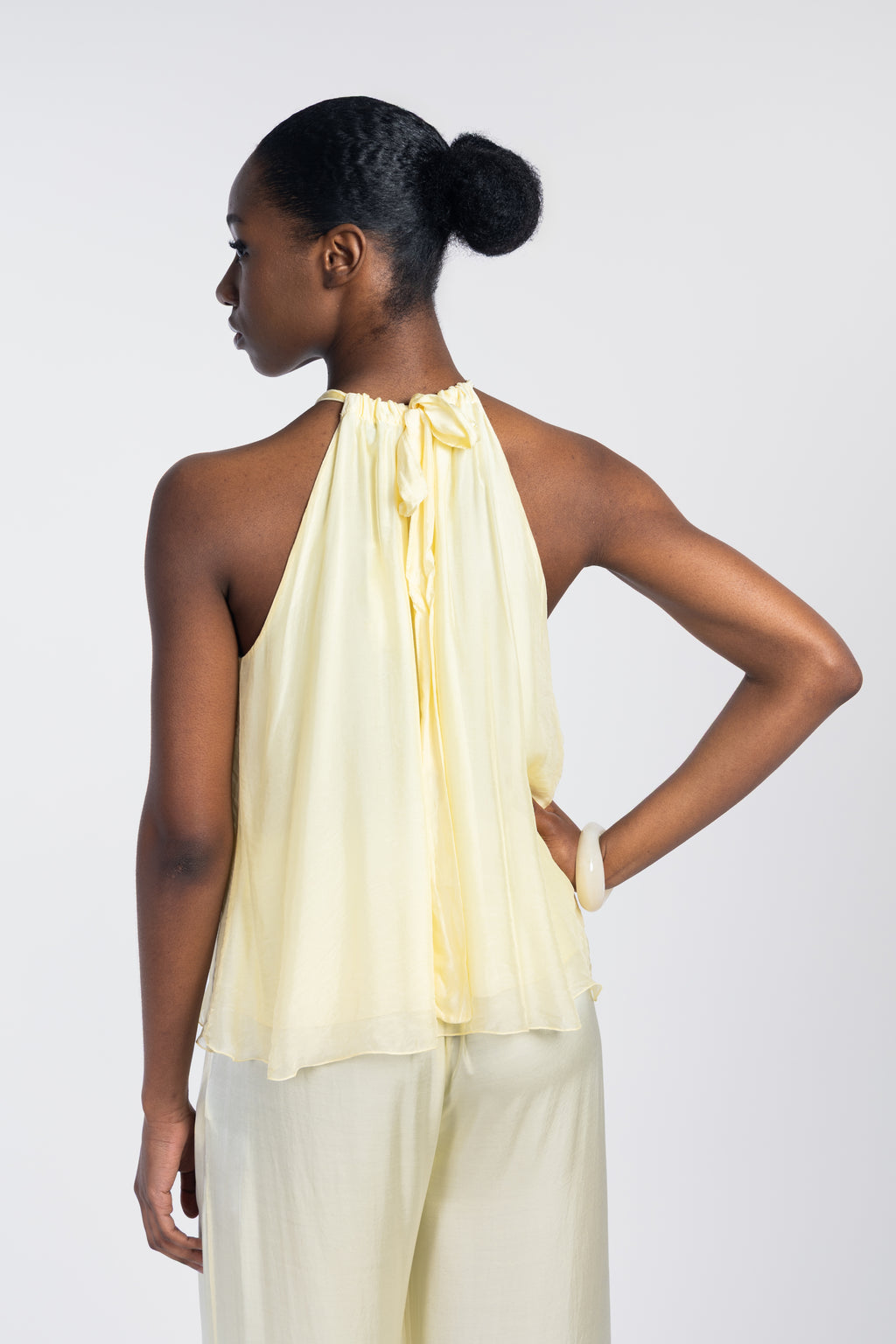 Silk off-the-shoulder jeweled top