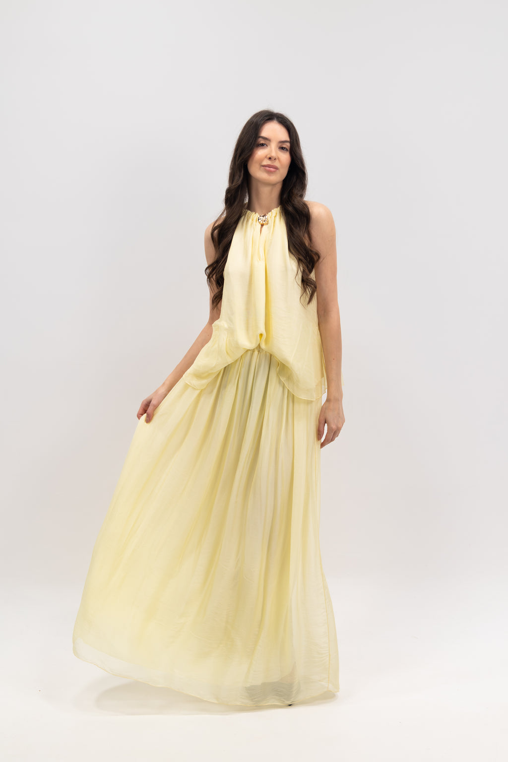 Silk off-the-shoulder jeweled top