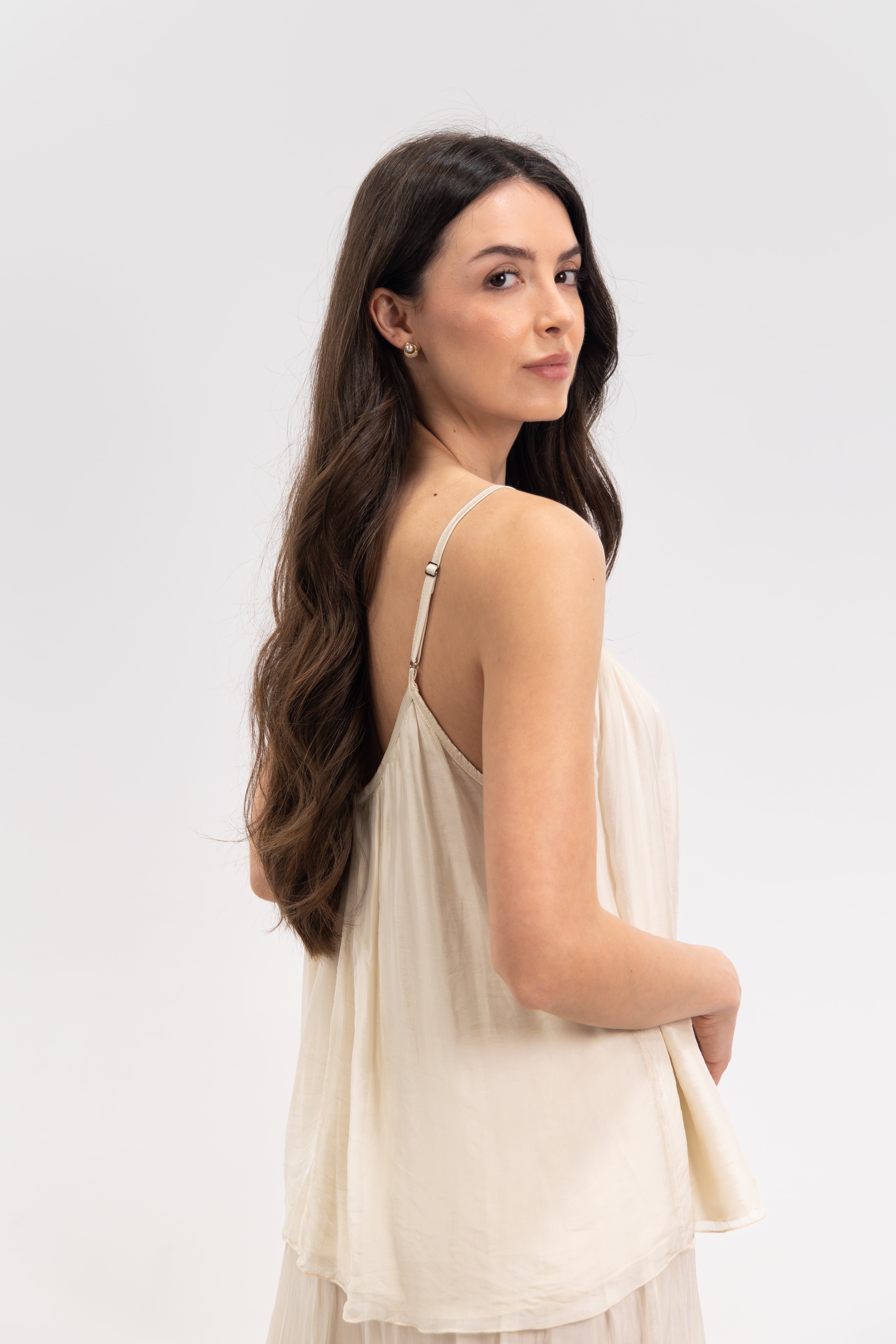 Top à bretelles soie