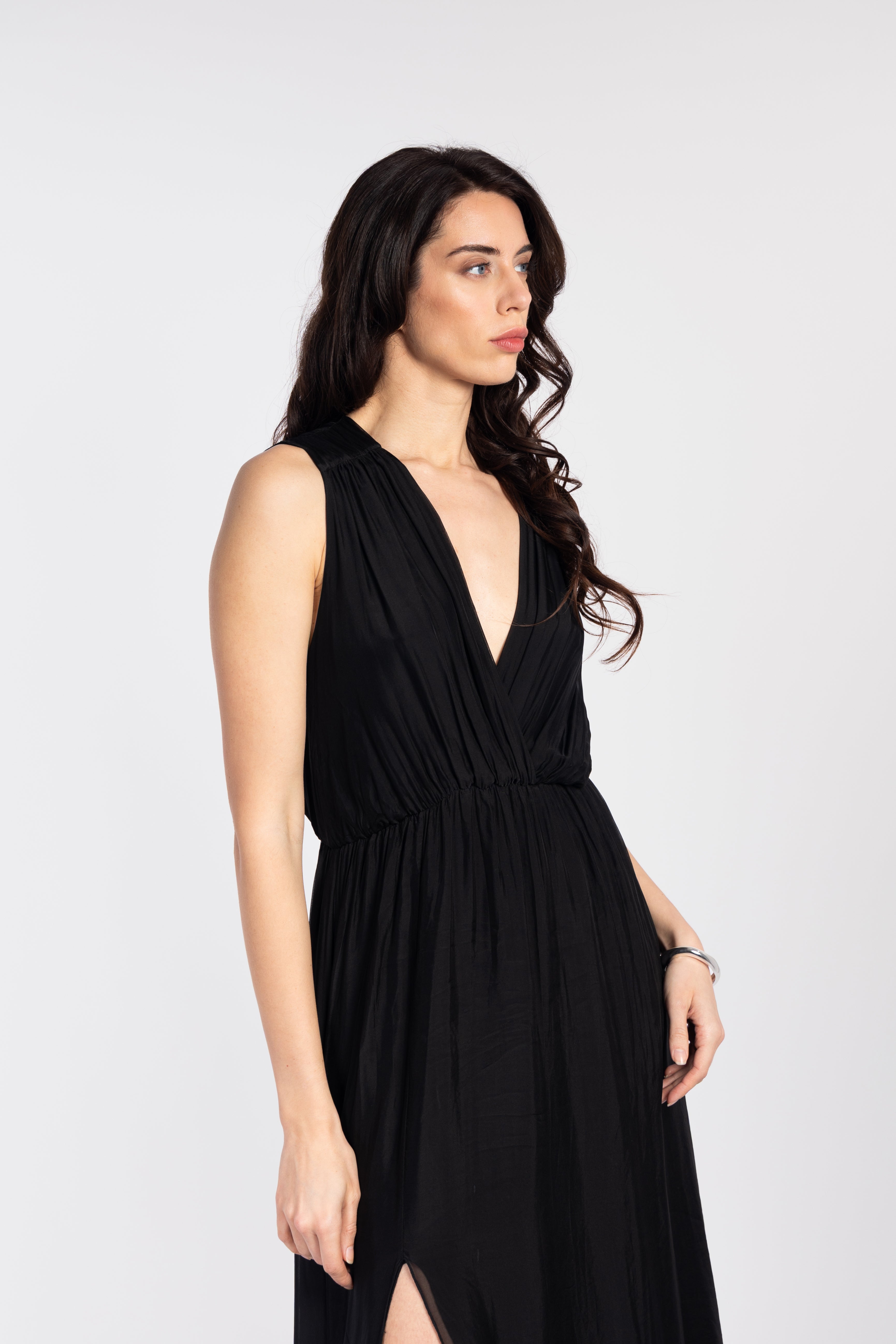 Fluid slit maxi dress