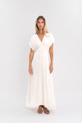 Robe longue unie col v