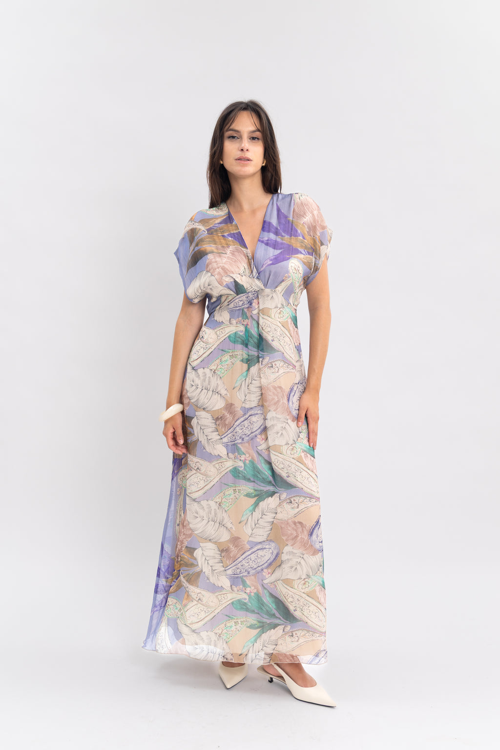 Robe florale en soie