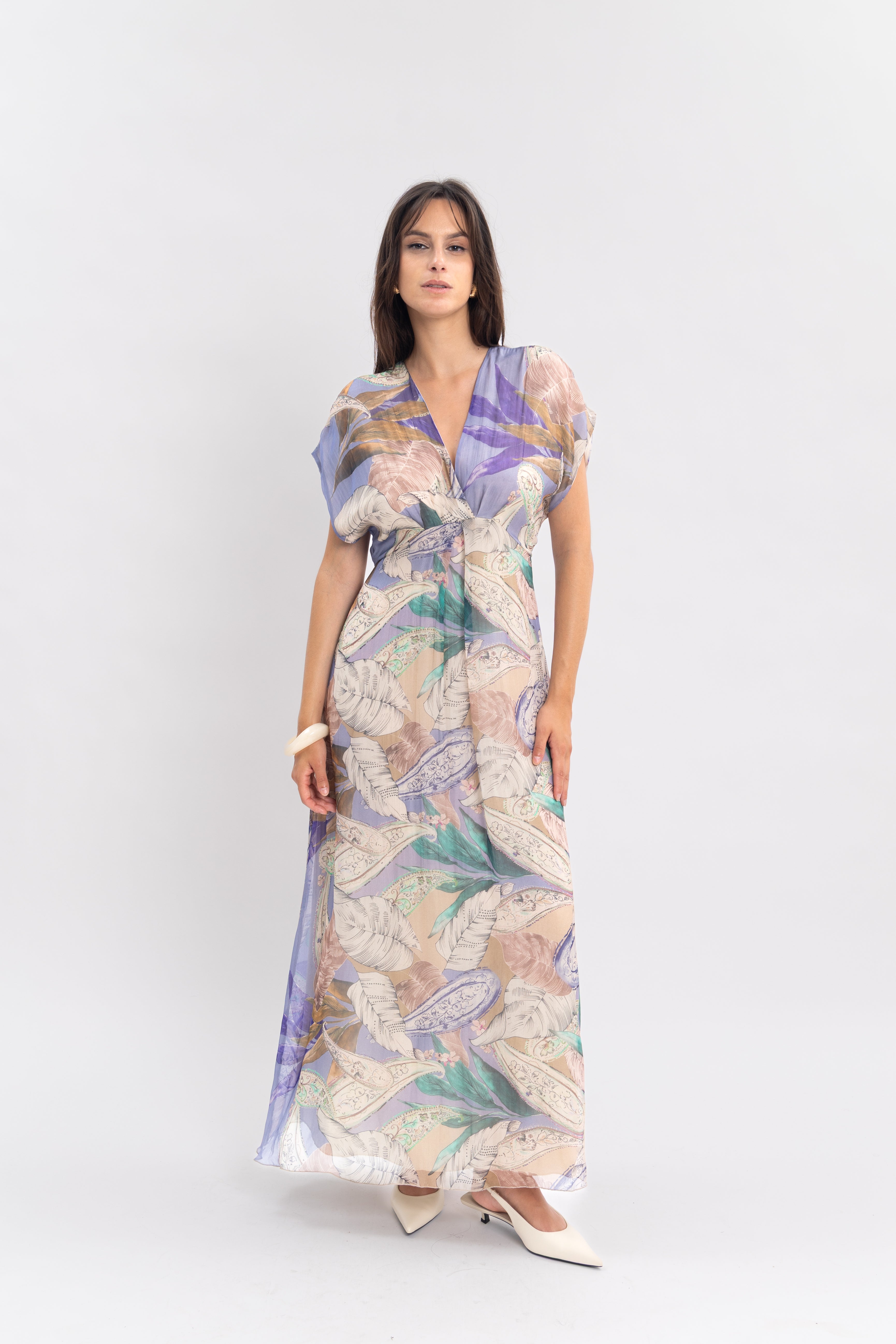 Robe florale en soie