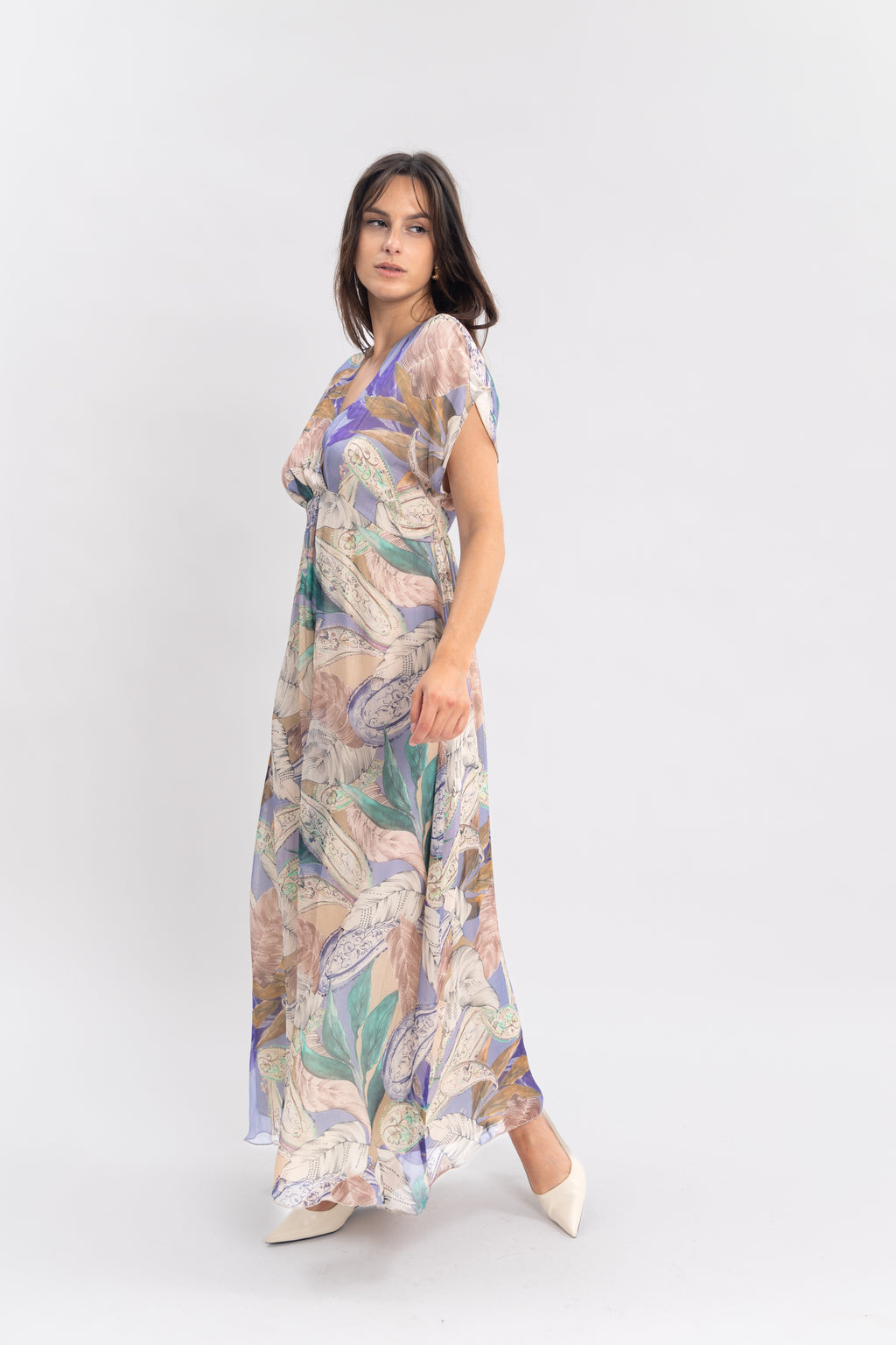 Robe florale en soie